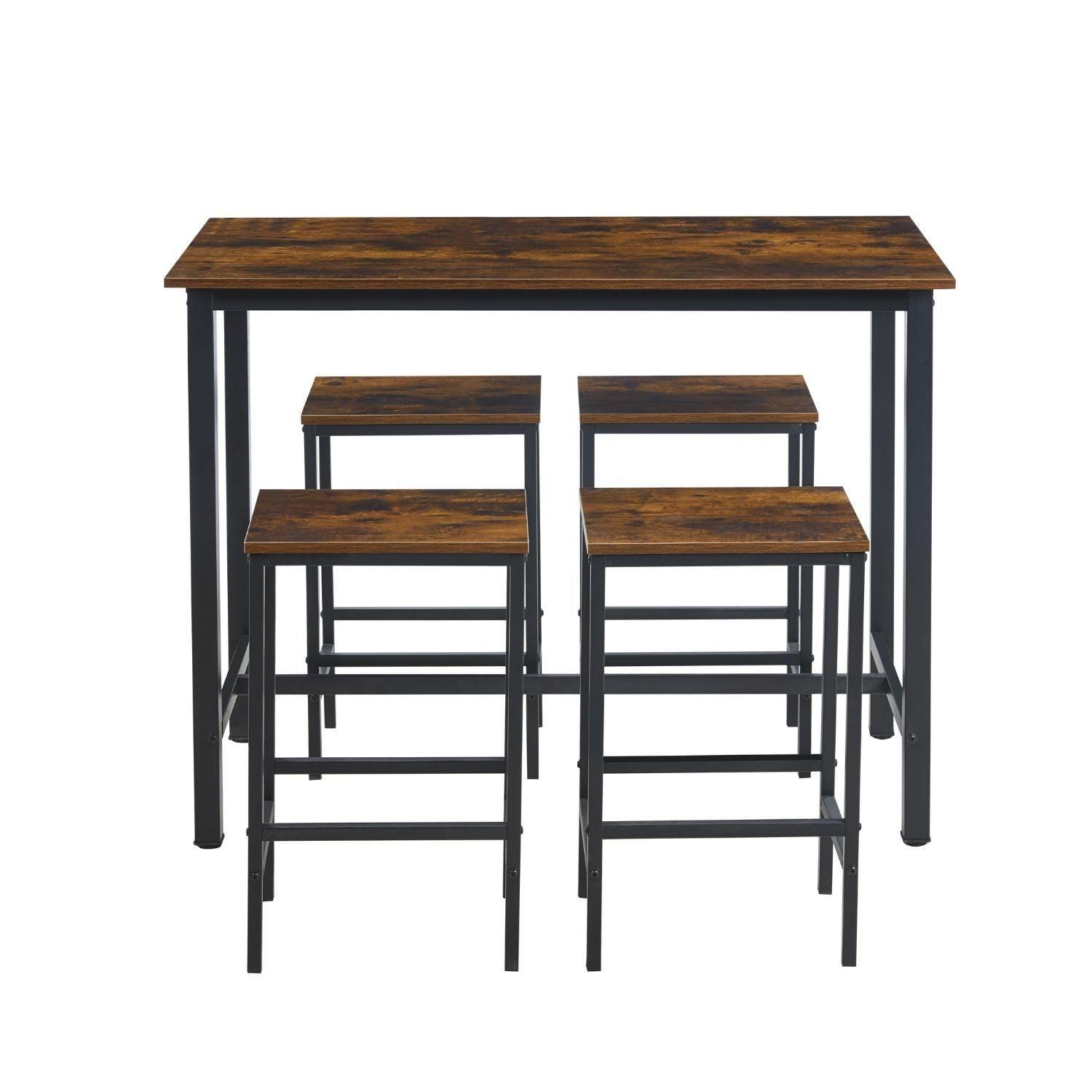 Pack Mesa Alta + 4 Taburetes Bar | Estilo Industrial-2