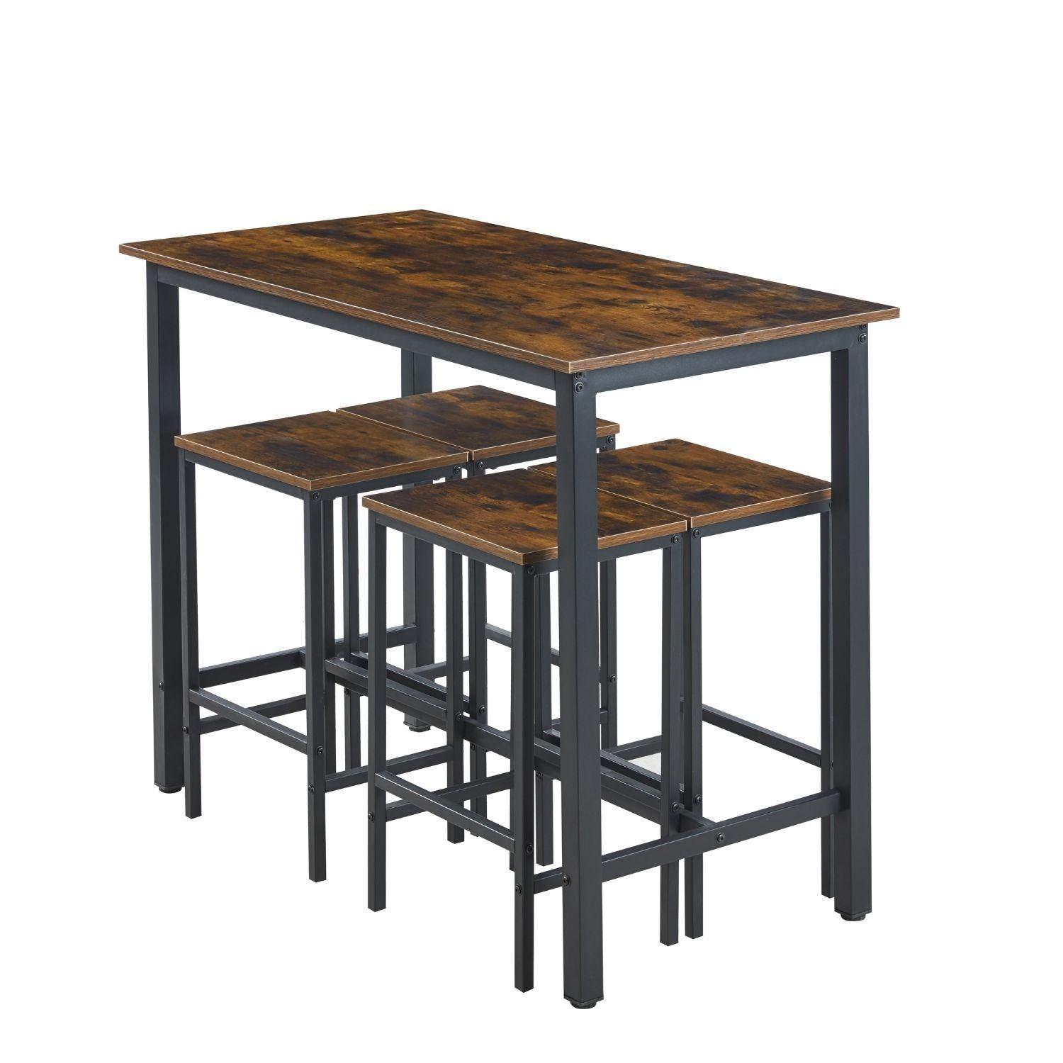 Pack Mesa Alta + 4 Taburetes Bar | Estilo Industrial-3