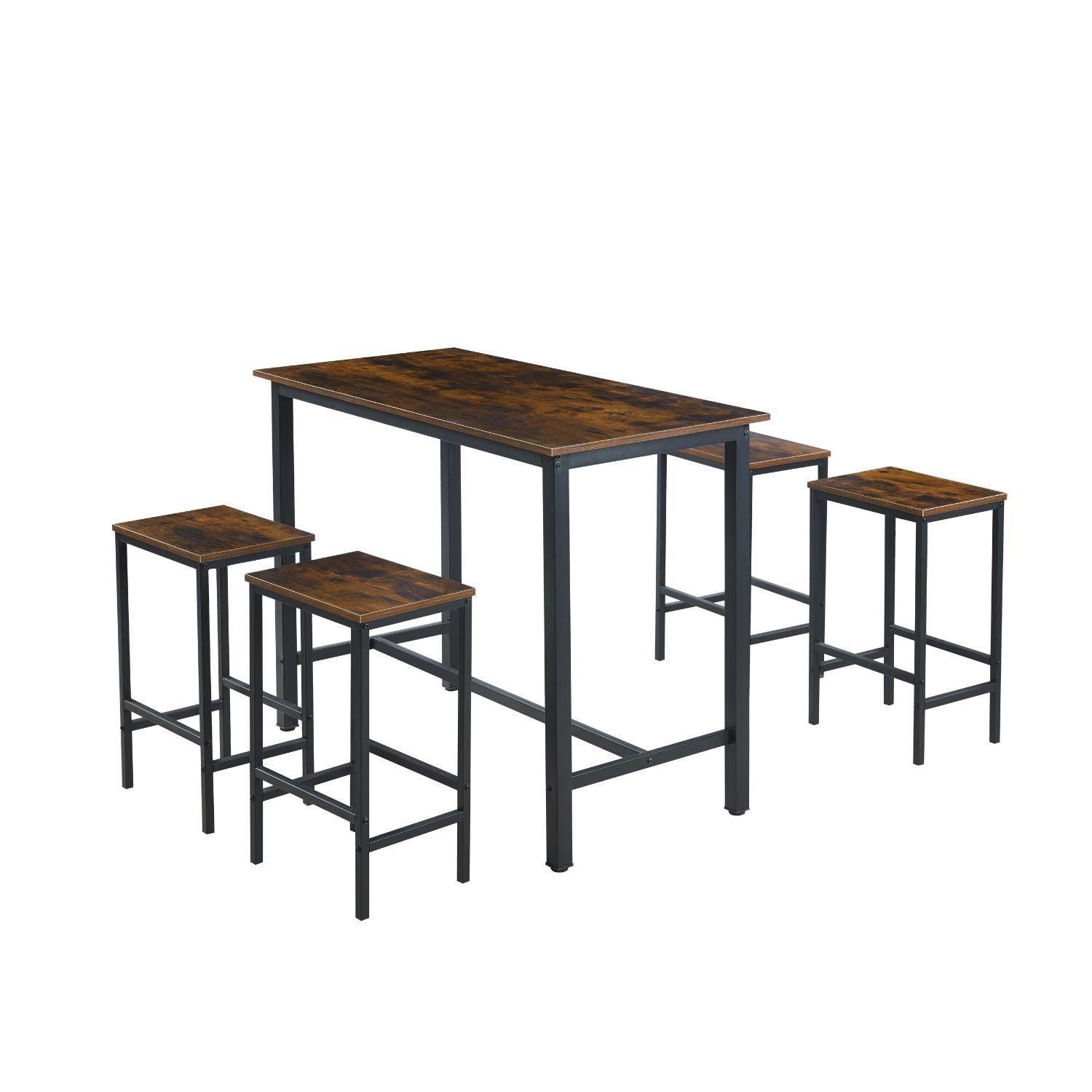 Pack Mesa Alta + 4 Taburetes Bar | Estilo Industrial-4