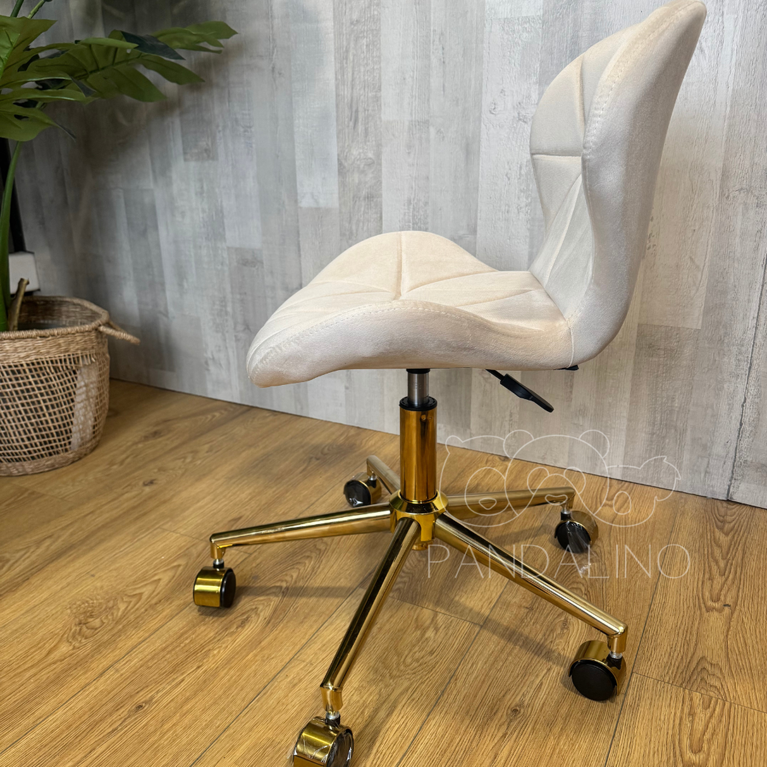 Silla Oficina Escritorio Rubik | Giratoria| Ergonómica | Felpa Beige-2
