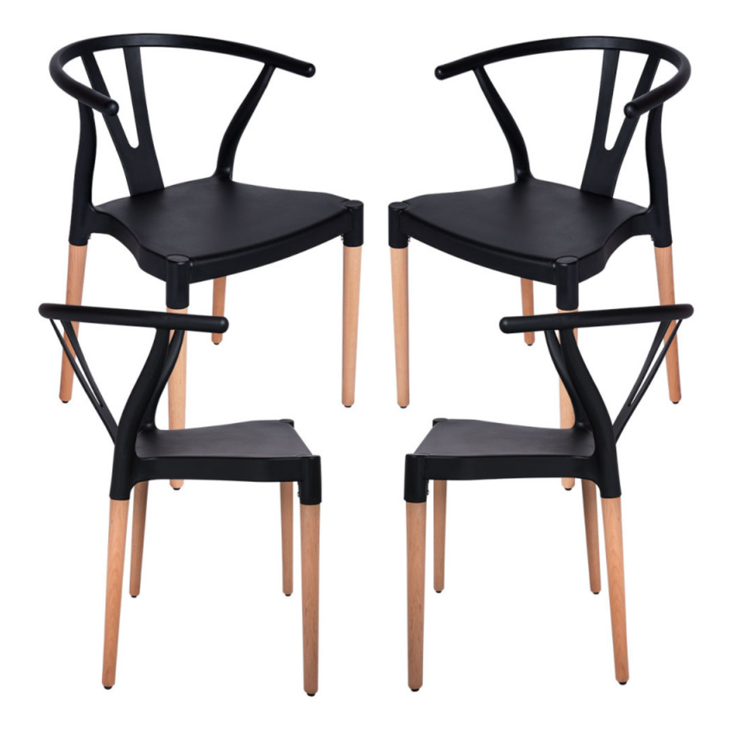 Pack 4 Sillas Wishbone Negras | Modernas y Resistente-0
