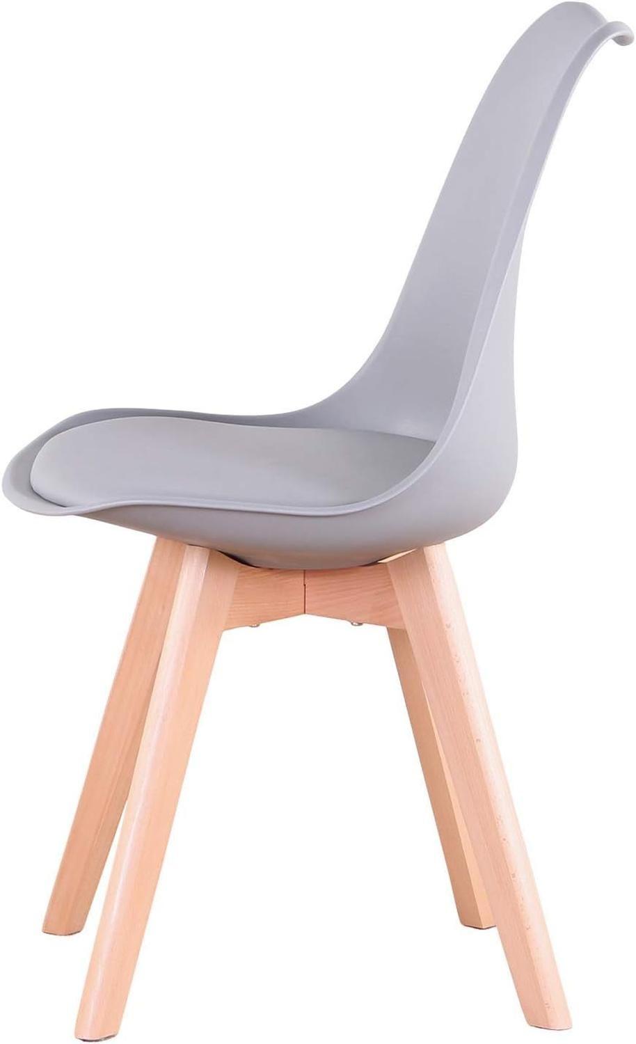 Comedor Mesa Tulip Redonda 80cm Blanca + 4 Sillas Tulip Gris-3