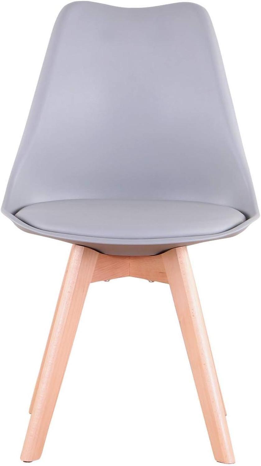 Comedor Mesa Tulip Redonda 80cm Blanca + 4 Sillas Tulip Gris-4