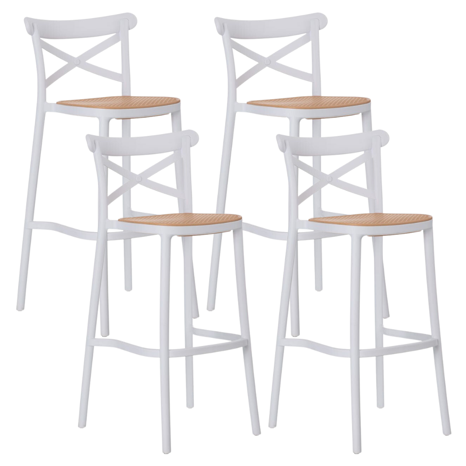 Pack 4 Taburetes Bar & Terraza Valentino 75 cm | Blanco | Exterior-0