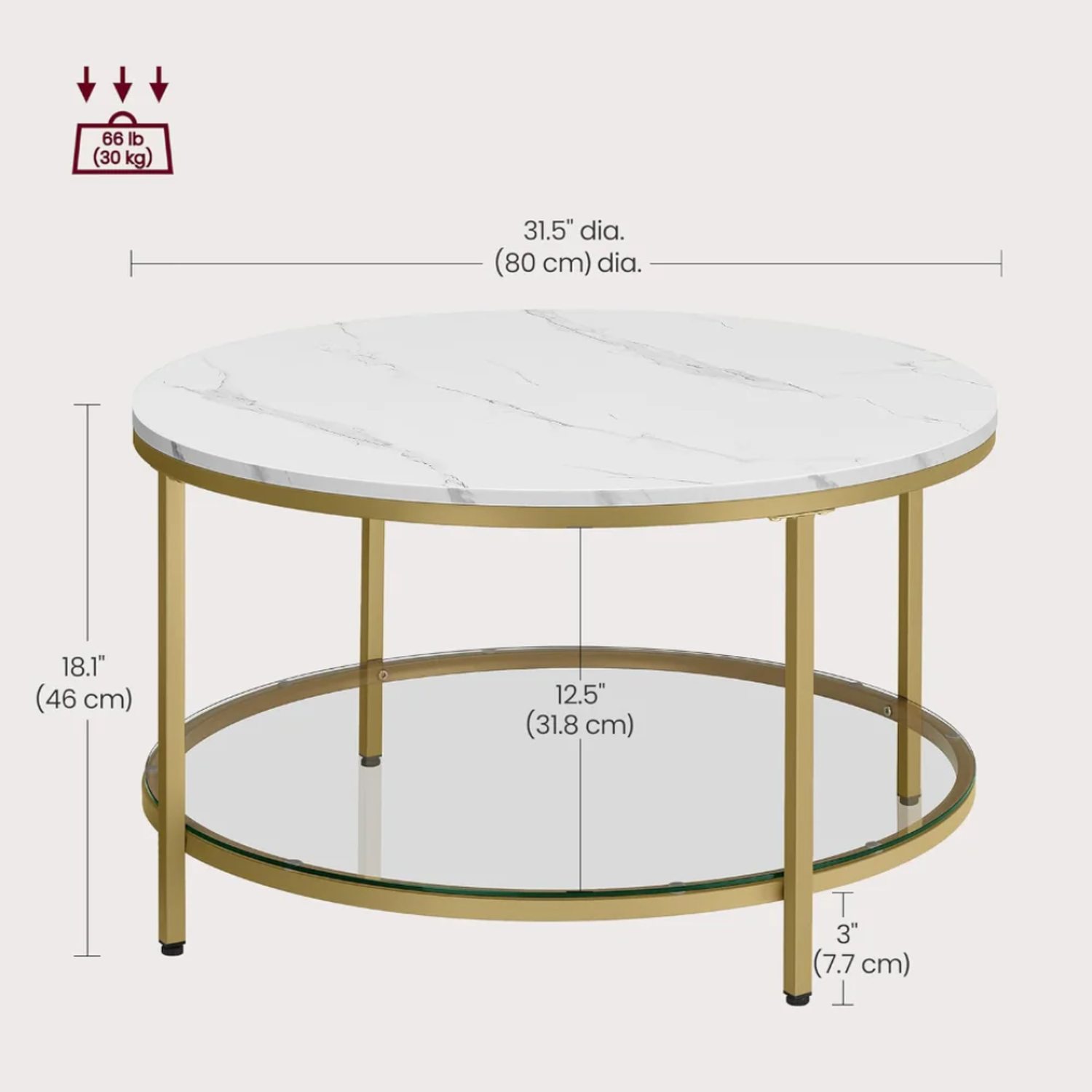 Mesa de Centro Magalia | Moderna, Dorada y de Vidrio-2