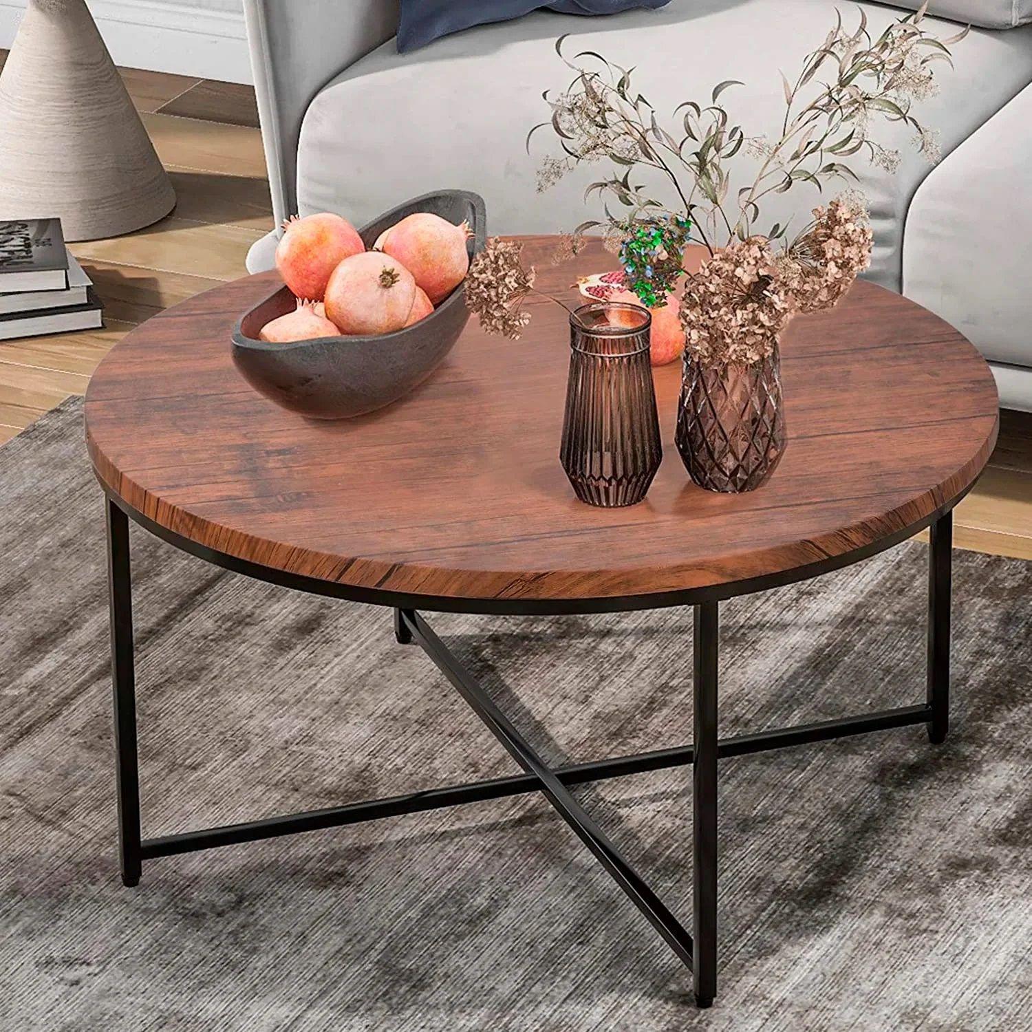 Mesa de Centro Redonda Naomi: Estilo Clásico para tu Living-4