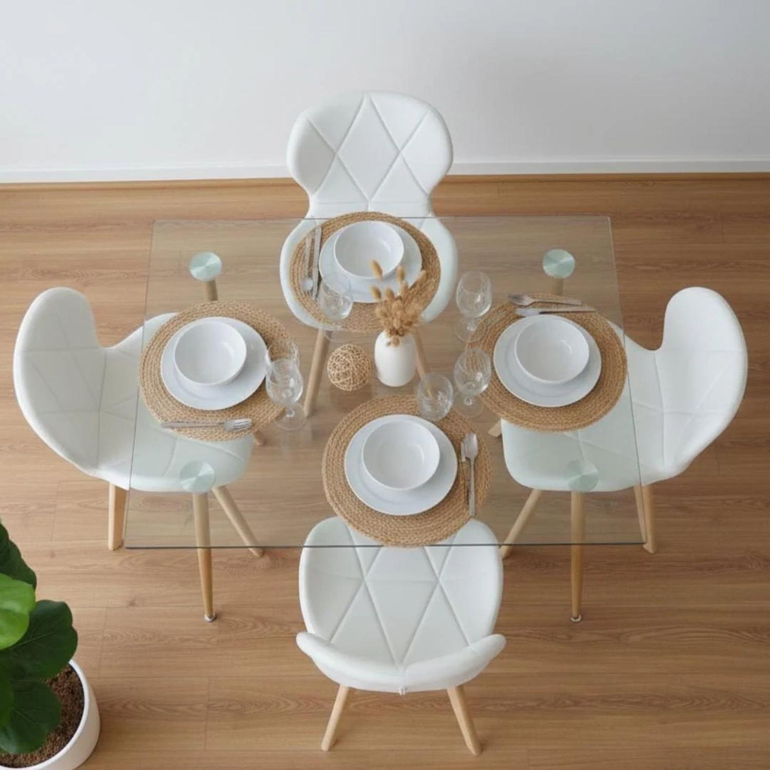 Comedor Mesa Vitreo 120x80 + 4 Sillón Rubik Blanco-4