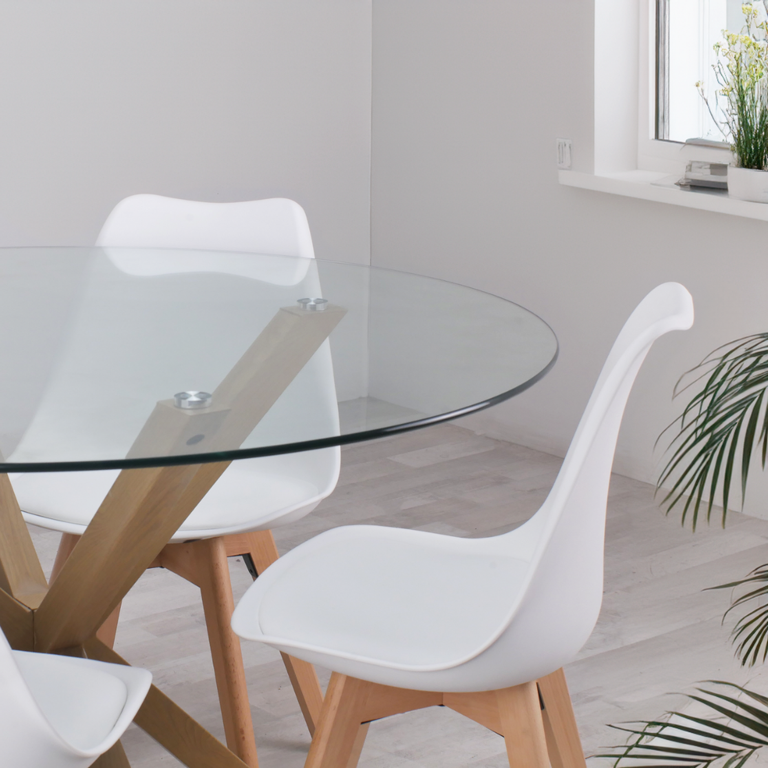 Comedor Mesa Equiz 120cm + 4 Sillas Tulip Blanca | Diseño Elegante-2