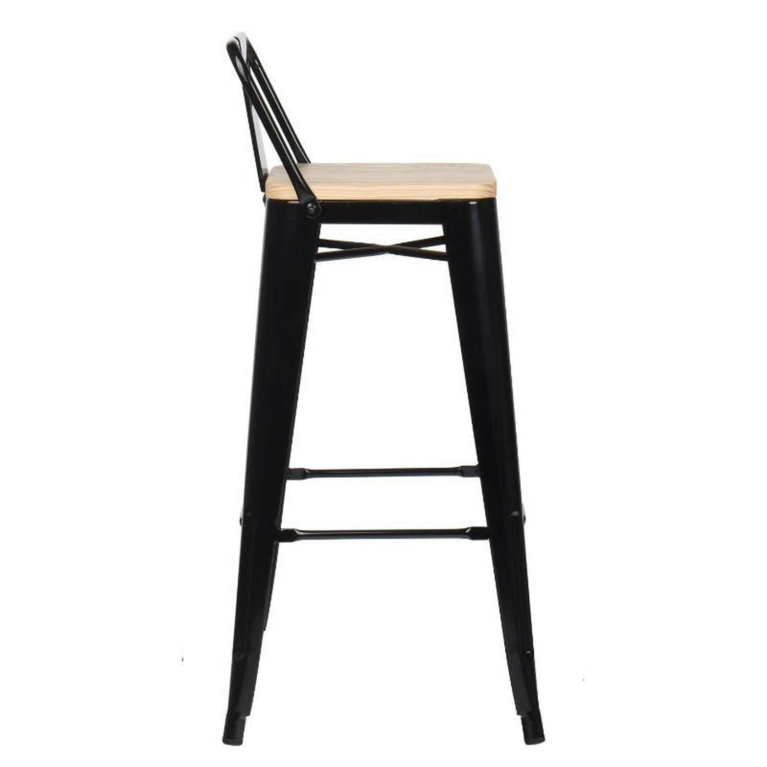 Pack 4 Taburetes Tolix Negros (madera clara) 77 cm | Bar Cocina-3