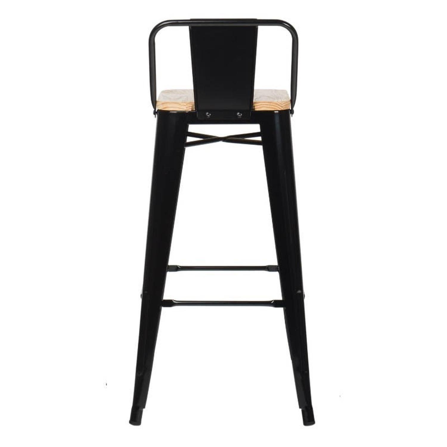 Pack 4 Taburetes Tolix Negros (madera clara) 77 cm | Bar Cocina-6