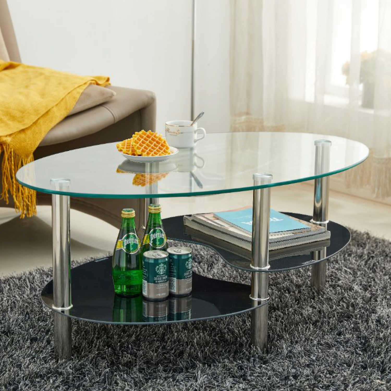 Mesa de Centro Moderna Martina con 2 Caras - Vidrio Templado-2