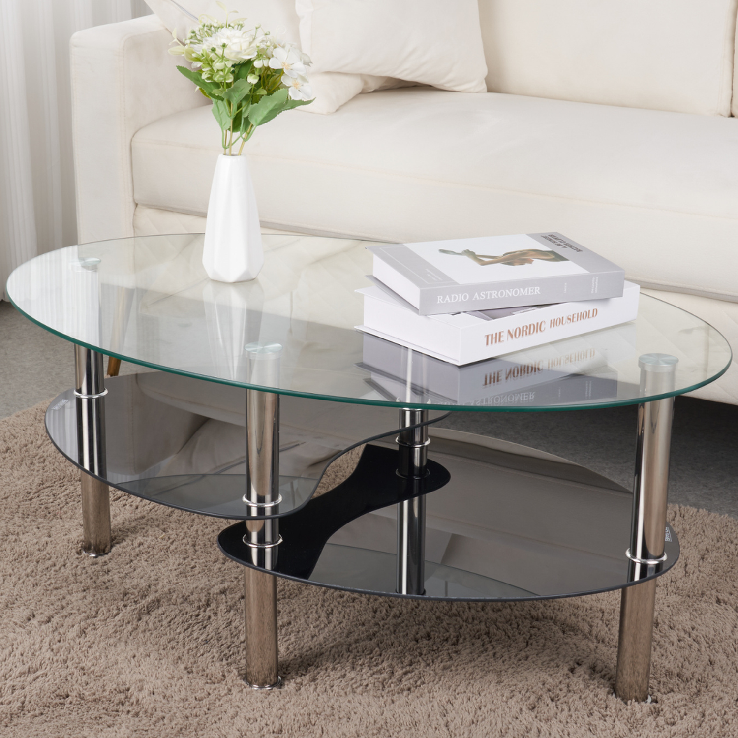 Mesa de Centro Moderna Martina con 2 Caras - Vidrio Templado-3