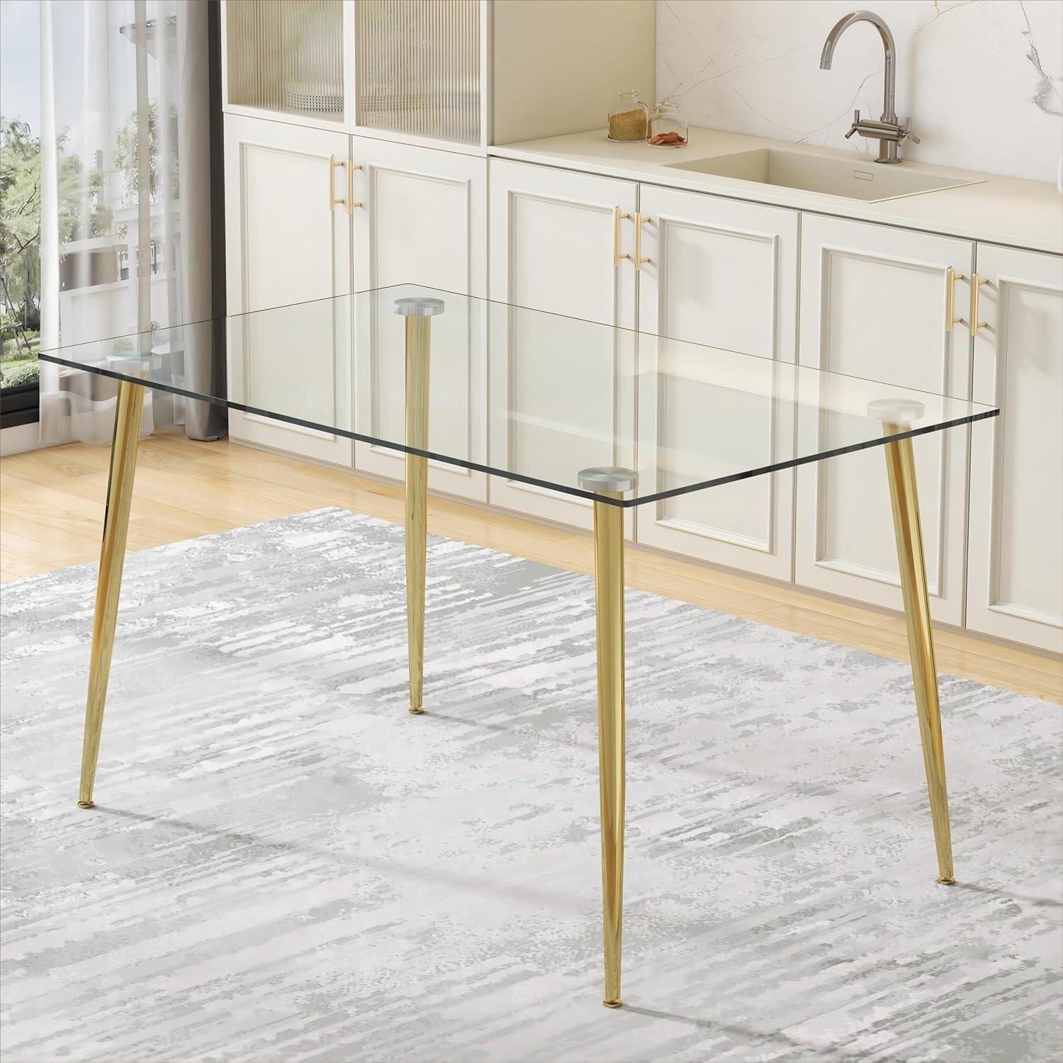 Mesa Rectangular Vitreo 130x80 (Dorado) | Vidrio Templado-3