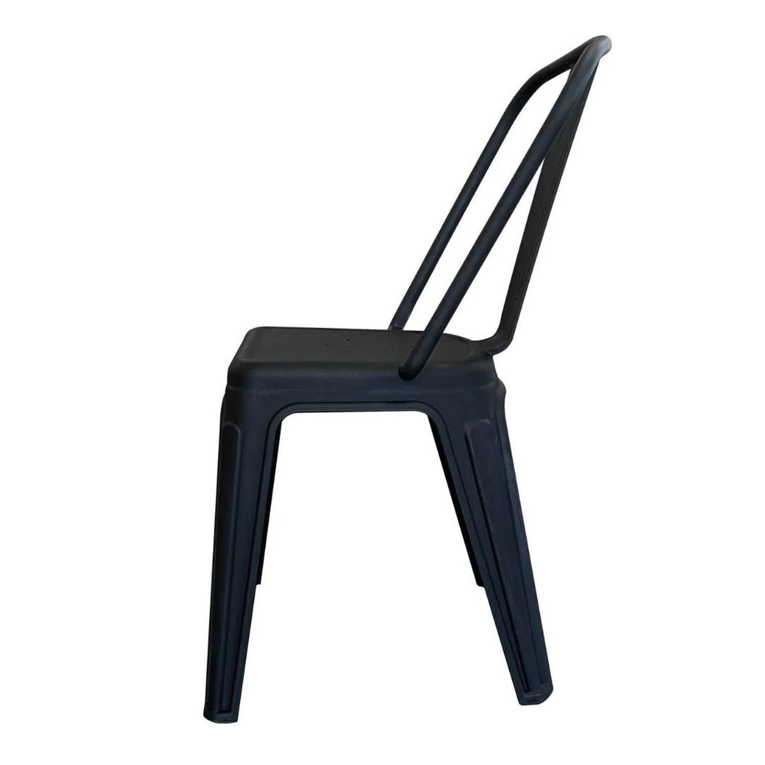 Pack 4 Silla Tolix Negro | Plástico Reforzado para Exterior e Interior-3
