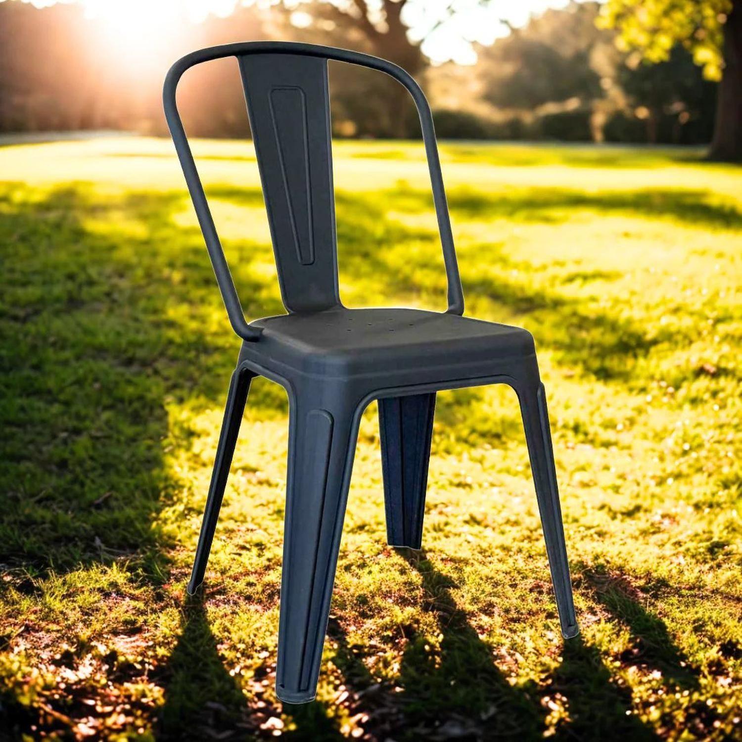 Pack 4 Silla Tolix Negro | Plástico Reforzado para Exterior e Interior-4