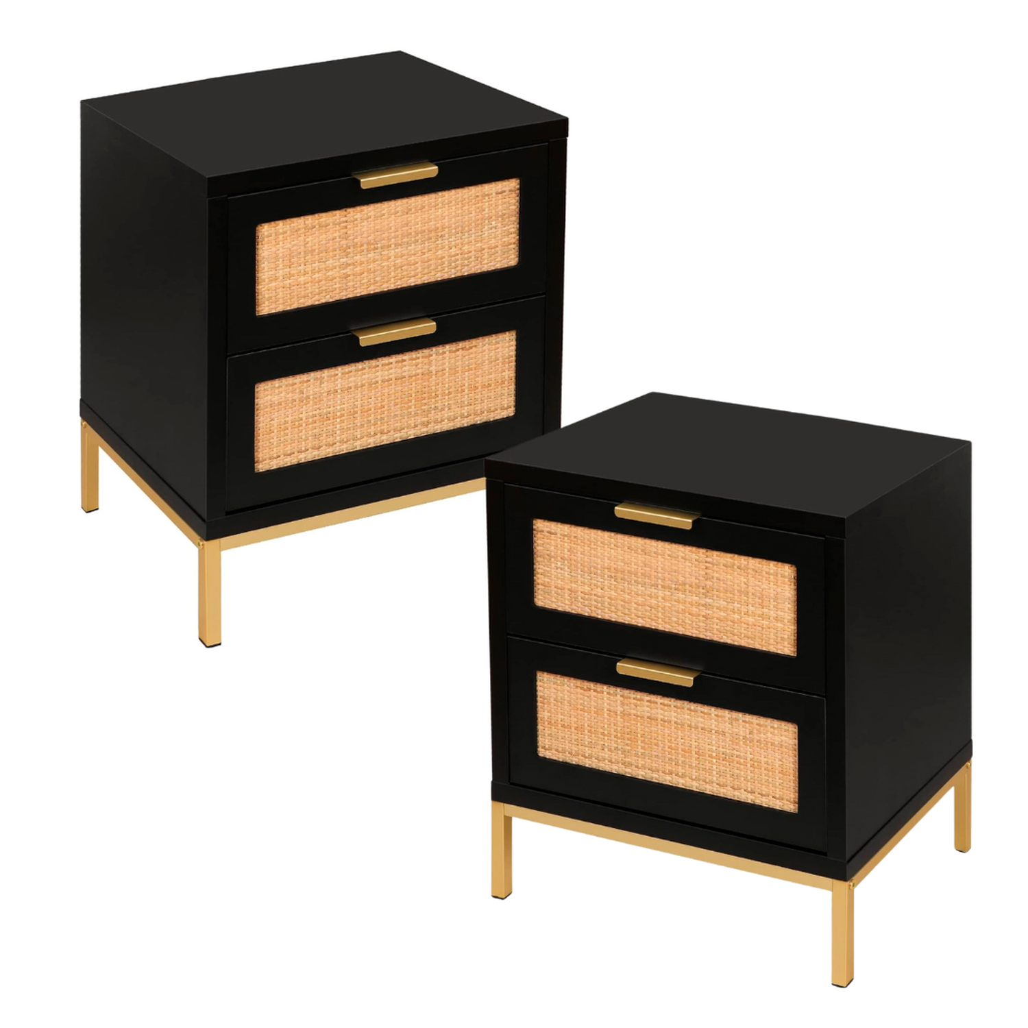 Pack 2 Veladores Matilde Negro | Diseño Minimalista | 2 Cajones-0