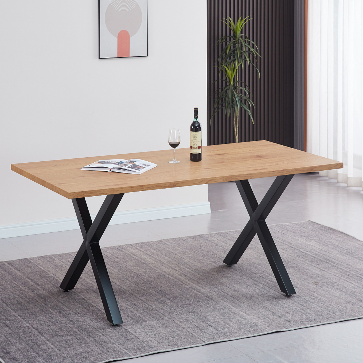 Mesa Rectangular Diseño Cruzado 180x90 | Estilo Industrial-2