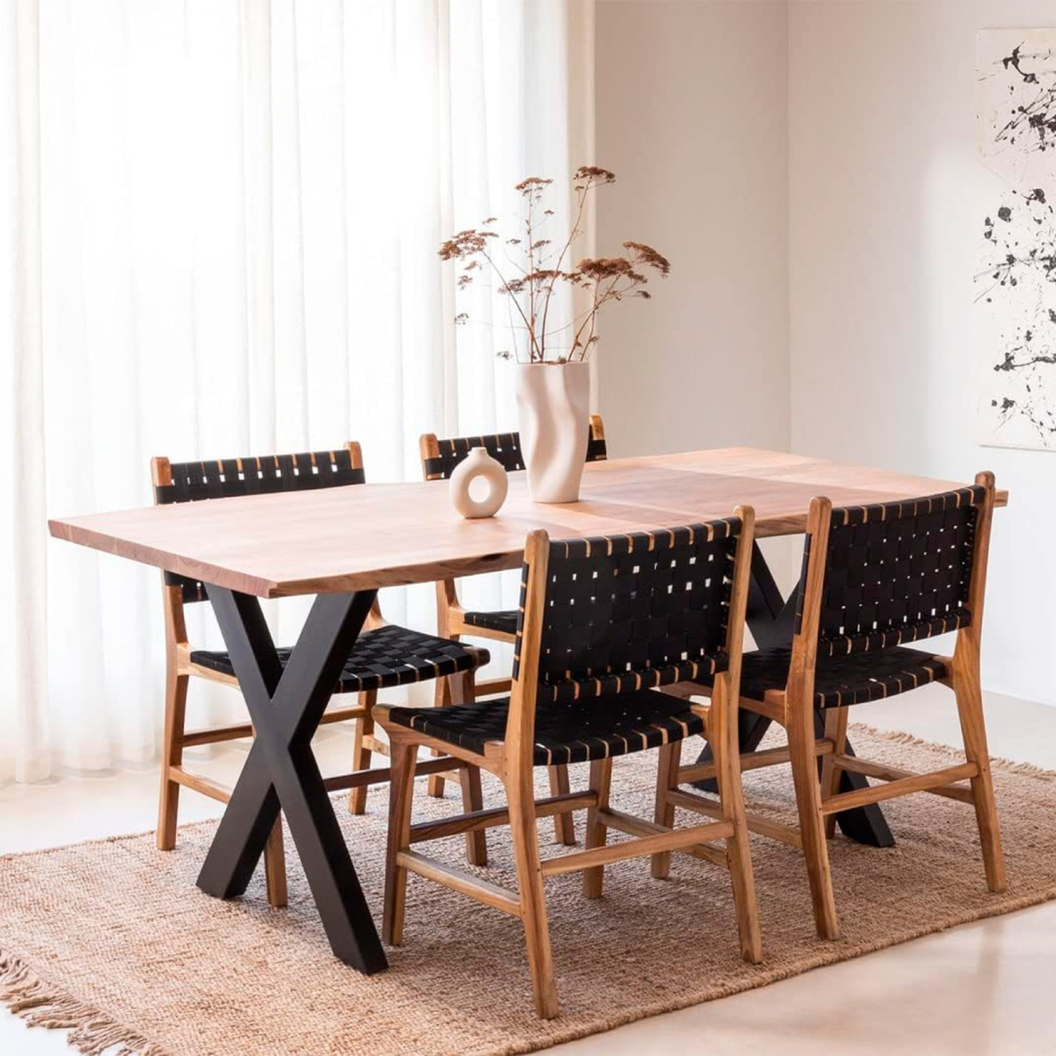 Mesa Rectangular Diseño Cruzado 180x90 | Estilo Industrial-4