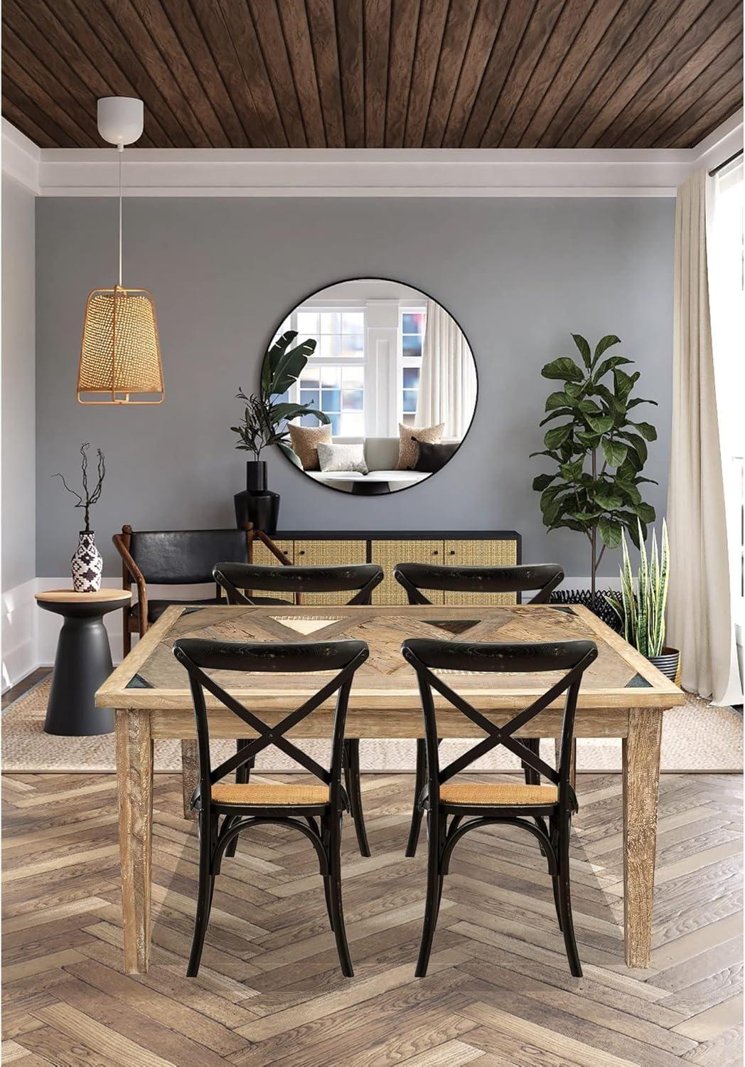 Pack 4 Silla Crossback Negra | Madera Ratán | Diseño Clásico-2