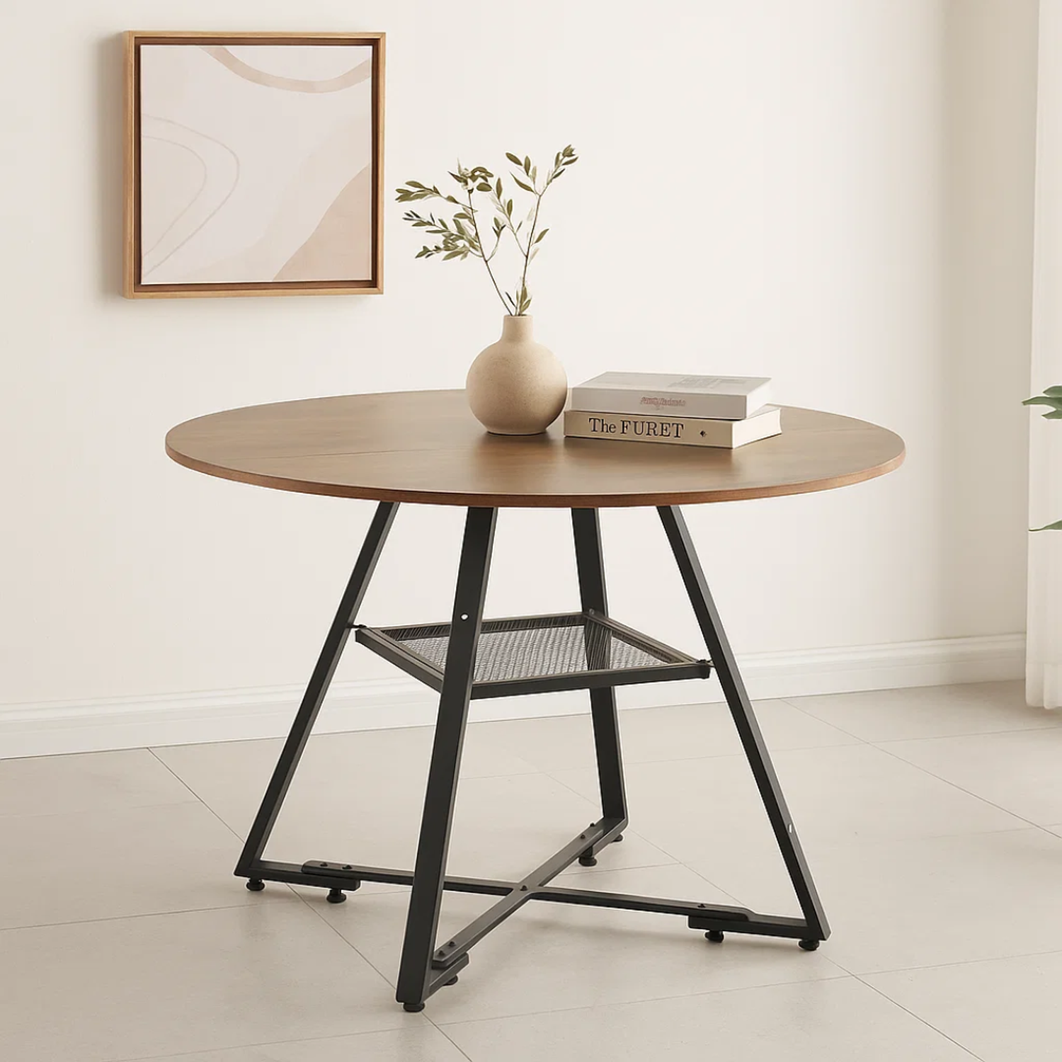 Mesa de Comedor Redonda Clifton D120 cm | Diseño Industrial Rústico-2