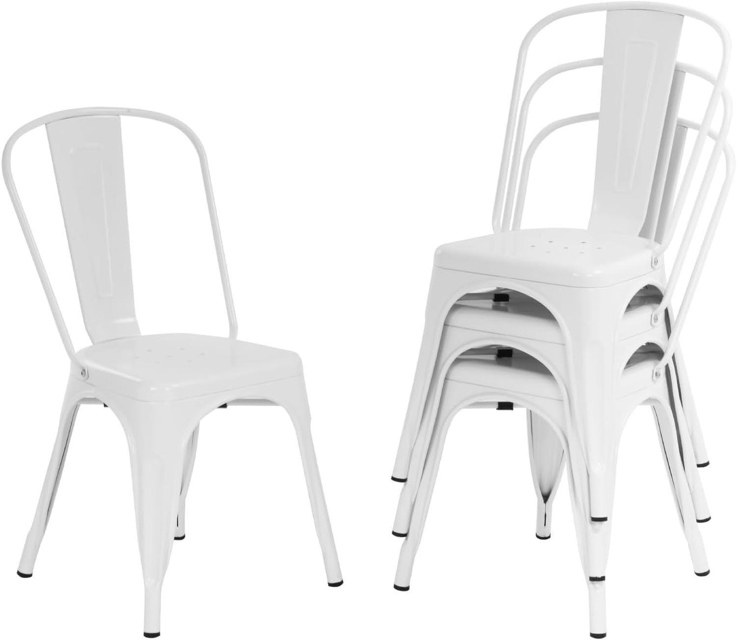 Pack 4 Sillas Tolix Acero Blanca | Resistente para Exterior e Interior-4