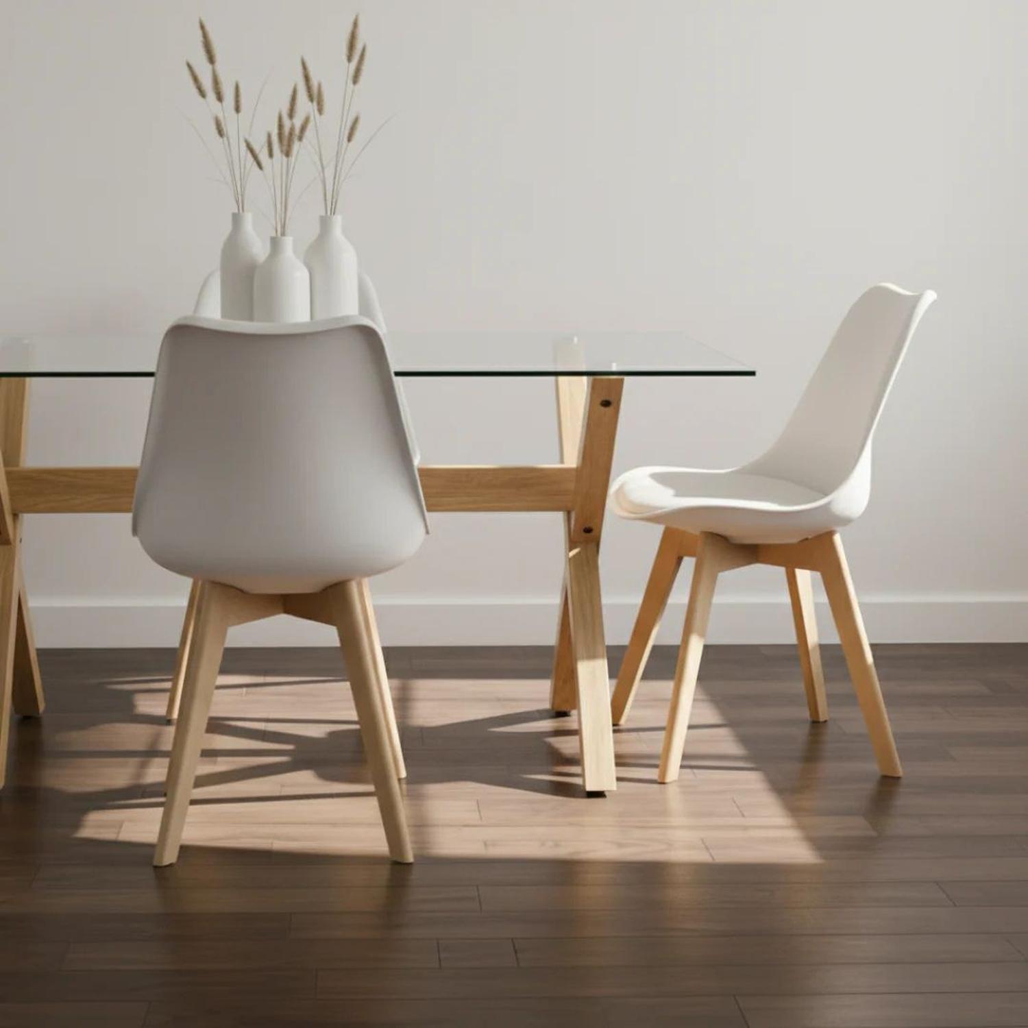 Comedor Mesa Xinia 130X80 + 4 Sillas Tulip Blanca-2