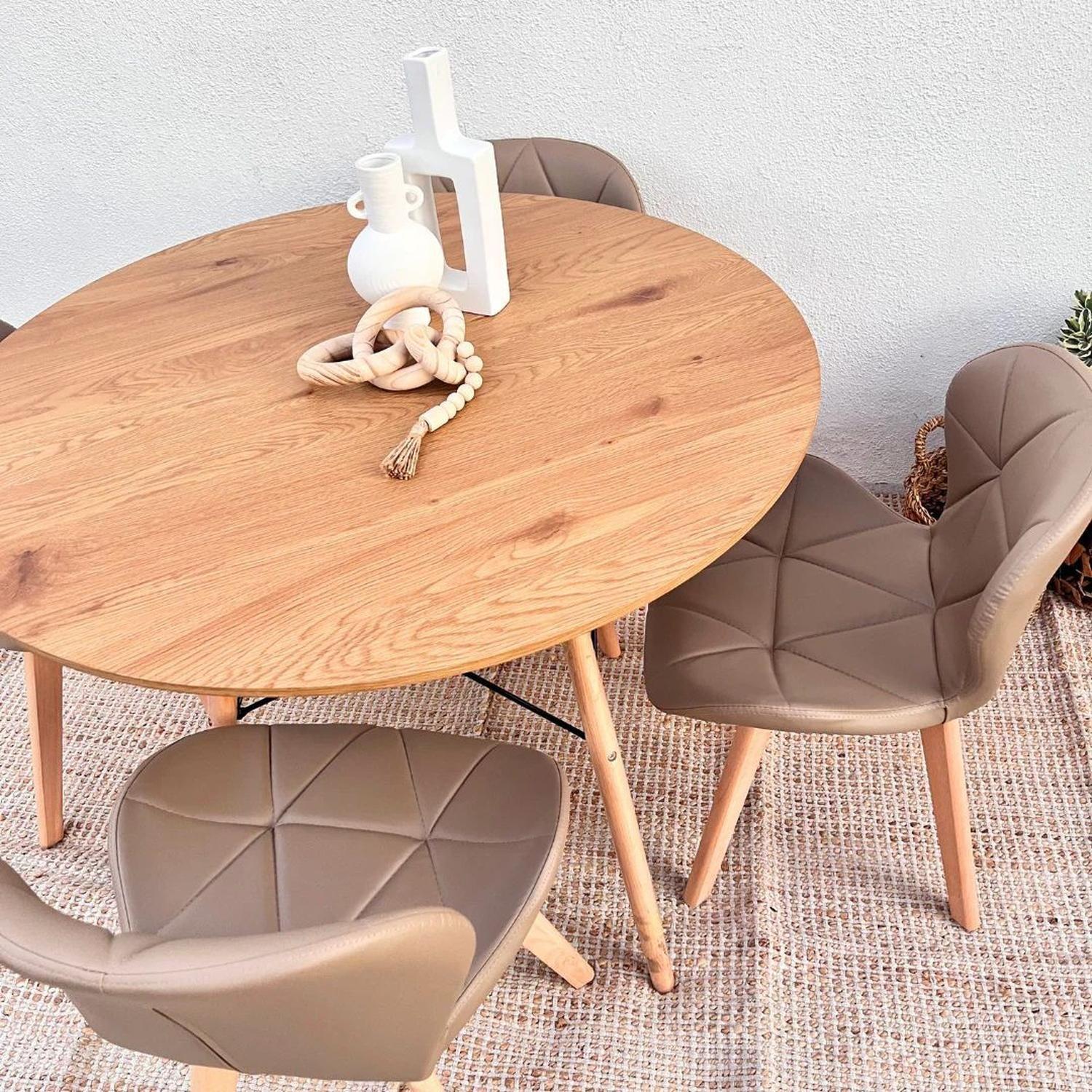 Comedor Mesa Shanna 100cm + 4 Sillones Rubik Latte-3