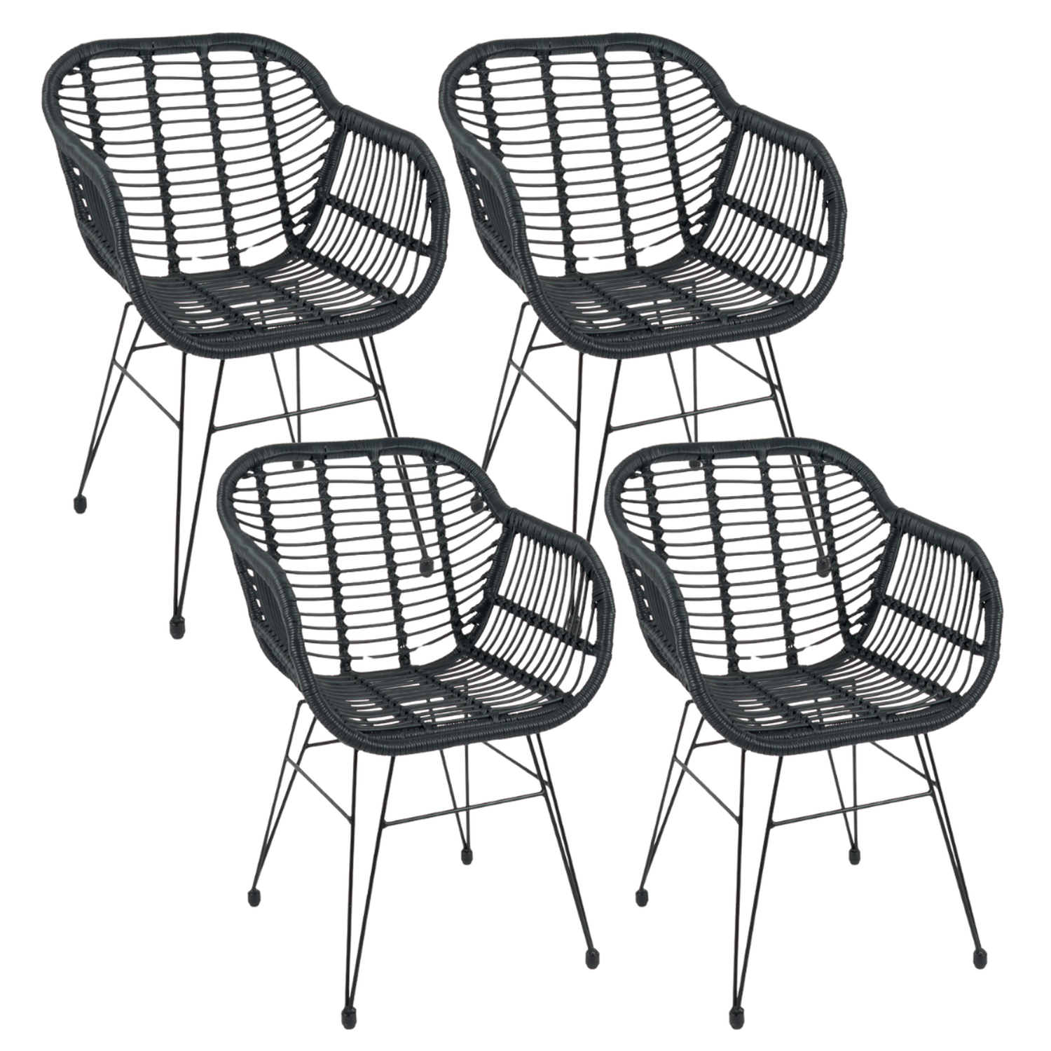 Pack 4 Butacas Grecia | Diseño en Rattan Negro-0