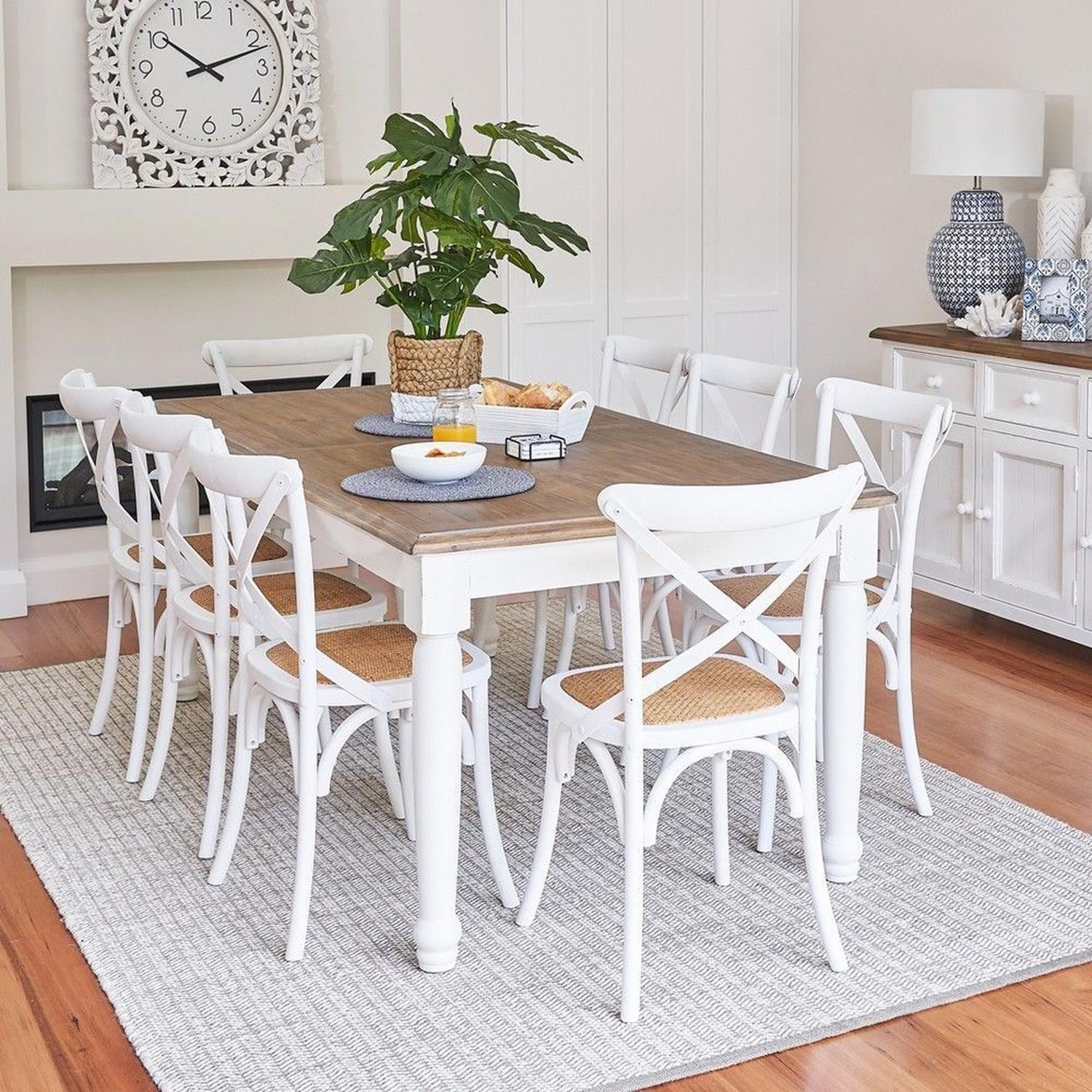 Pack 4 Silla Crossback Blanca | Madera Ratán | Diseño Clásico-3