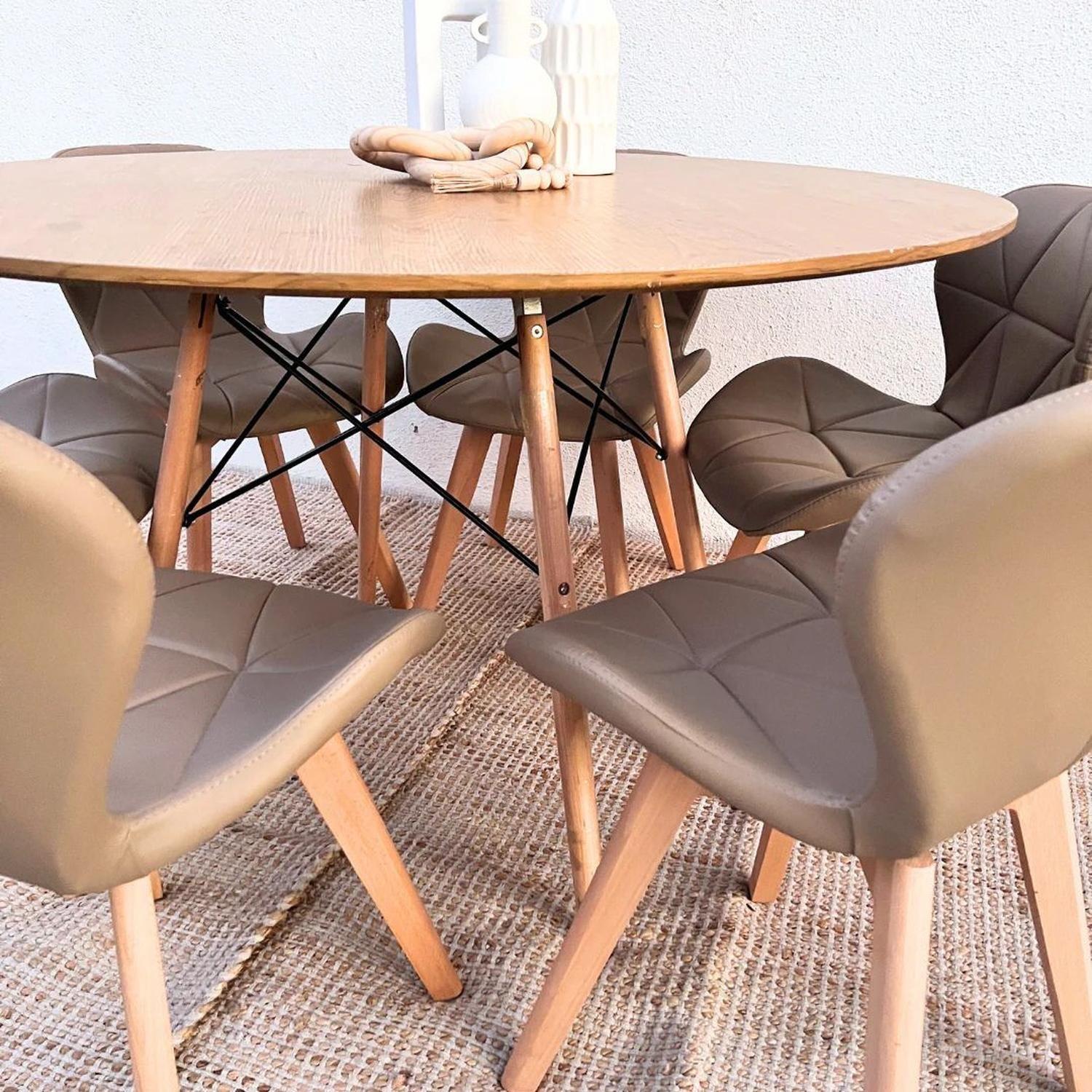 Comedor Mesa Shanna 120cm + 6 Sillones Rubik Latte-3