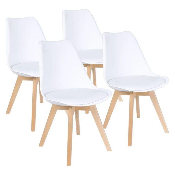 Juego Comedor Mesa Redonda Shanna 100cm + 4 Sillas Tulip Blancas - Pandalino-2