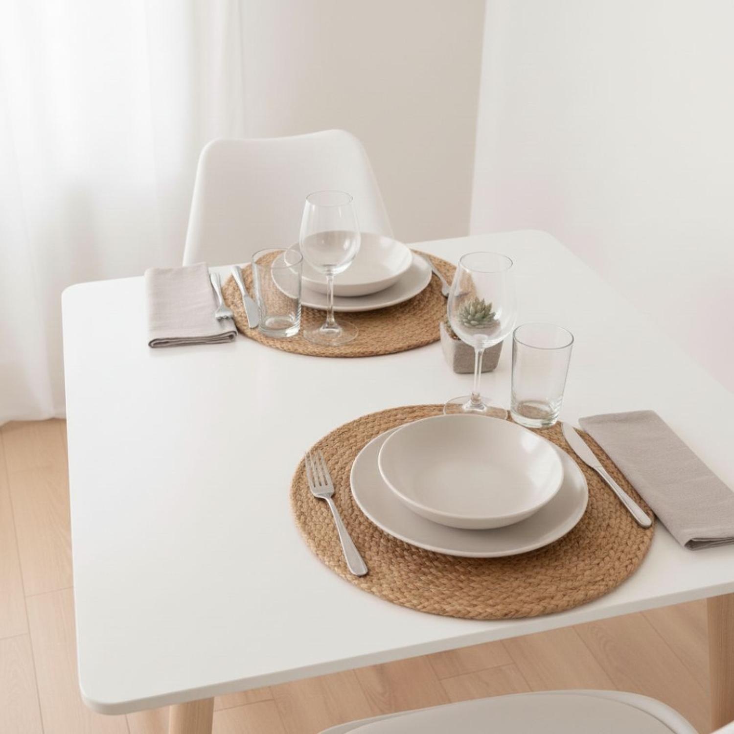 Comedor Mesa Aroa Blanca 80x80 cm + 2 Sillas Tulip Blanca-3