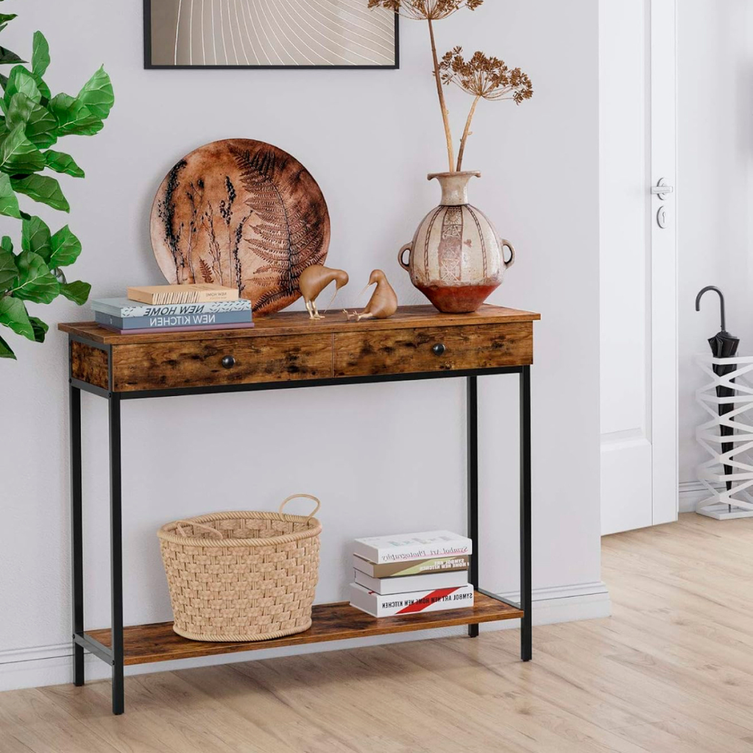 Arrimo Betania 2 Cajones | Madera Natural | Diseño Compacto-3