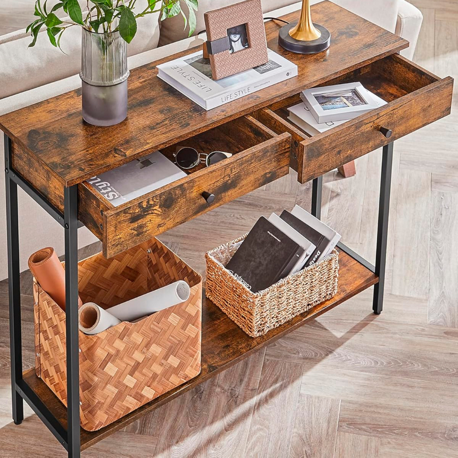 Arrimo Betania 2 Cajones | Madera Natural | Diseño Compacto-6
