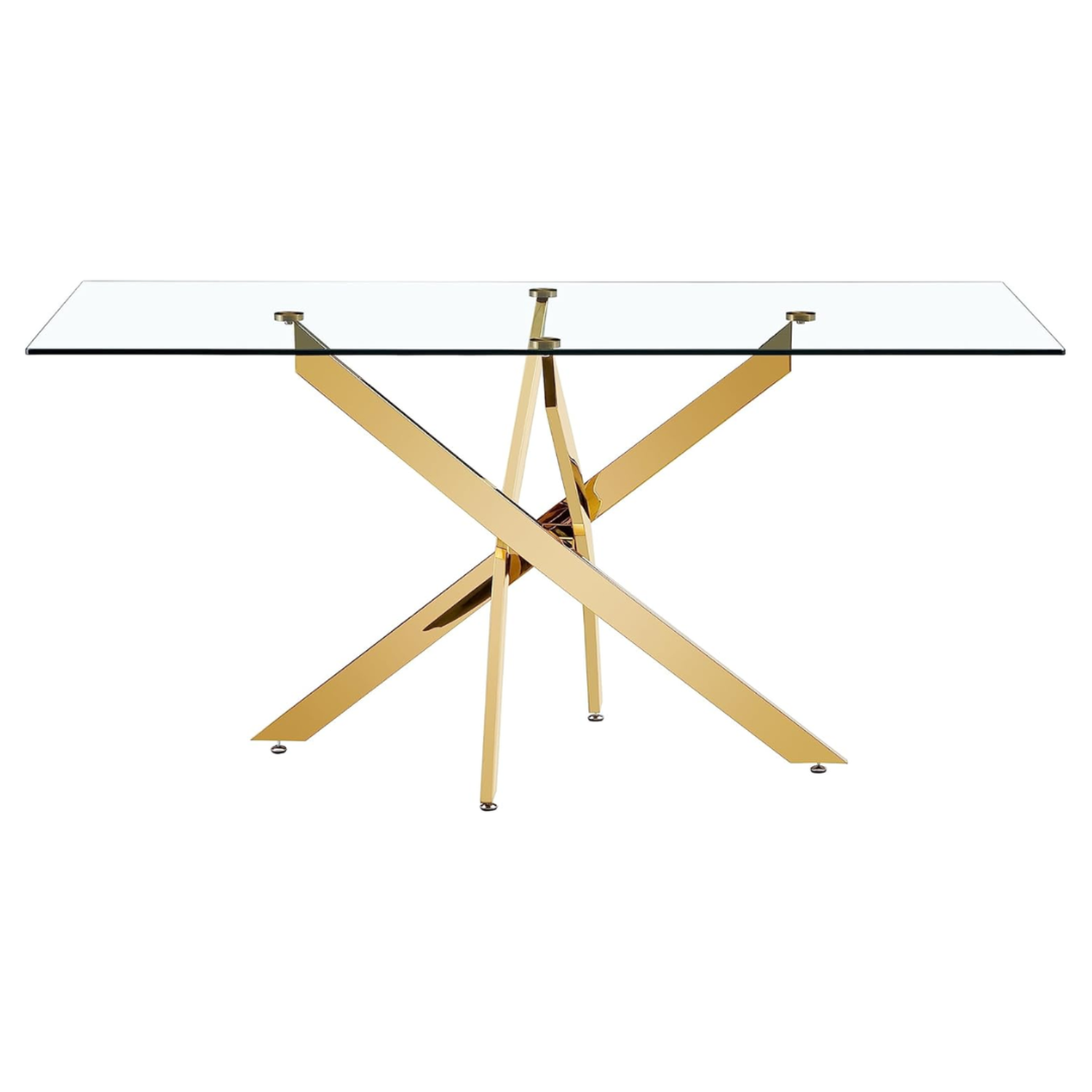 Mesa Rectangular Romina 140x80 | Moderna | Vidrio Templado | Dorado-0