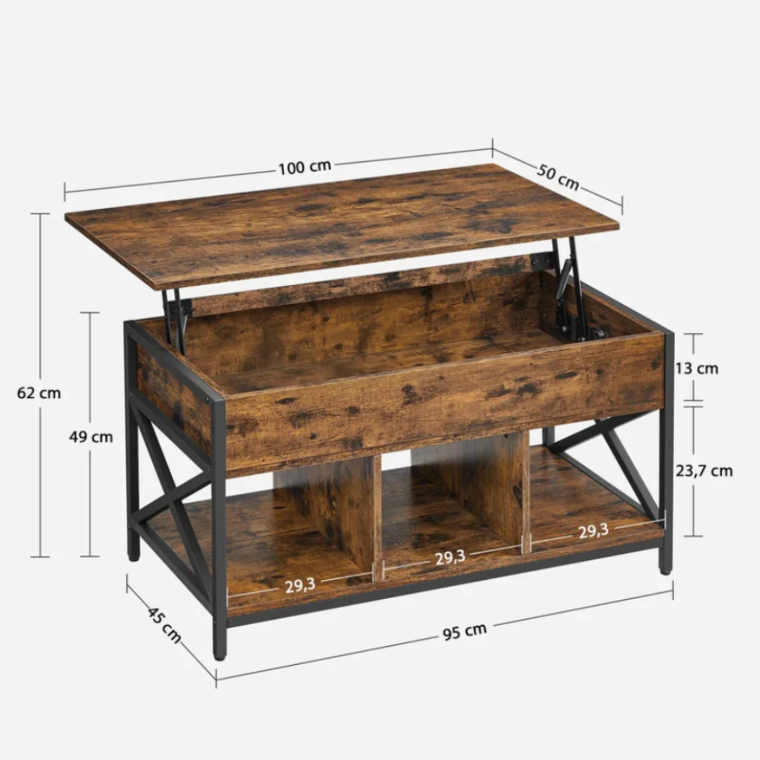 Mesa de Centro Elevable Maite | Multifuncional con Estilo Industrial-6
