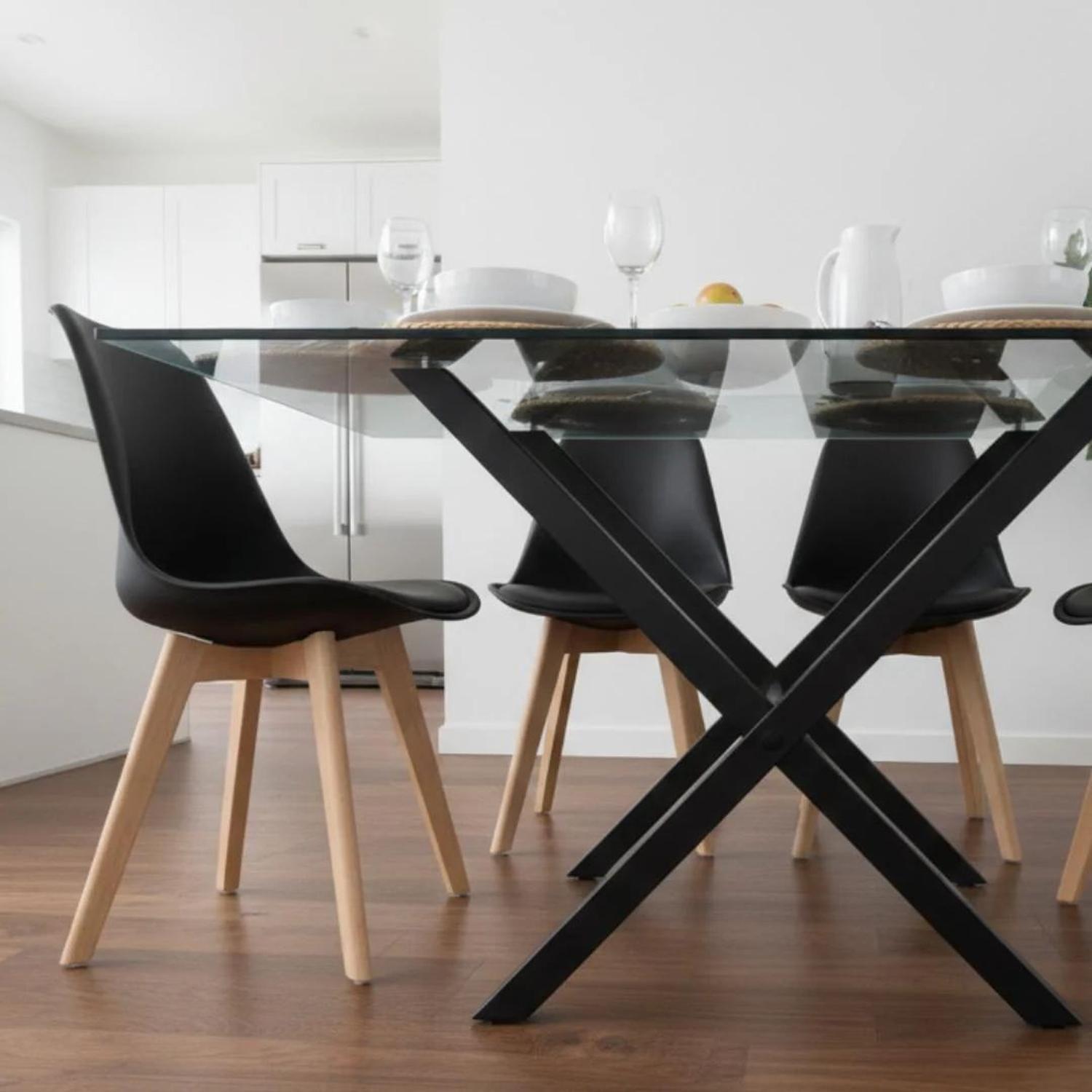 Comedor Mesa Xinia Negro 160x90 cm + 6 Sillas Tulip Negro-2