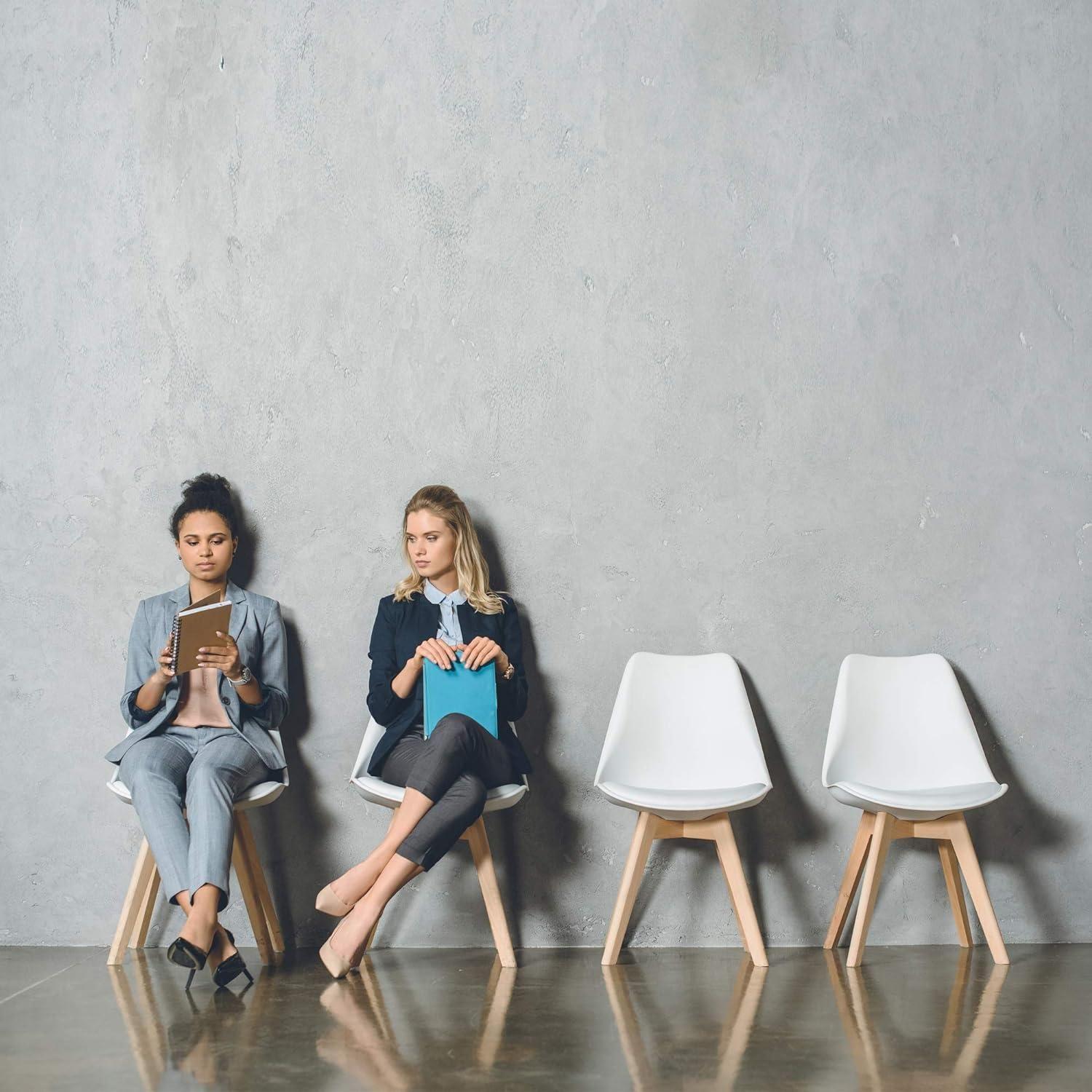 Silla de Comedor/Living modelo Tulip con asiento acolchado y patas de madera Gris-2