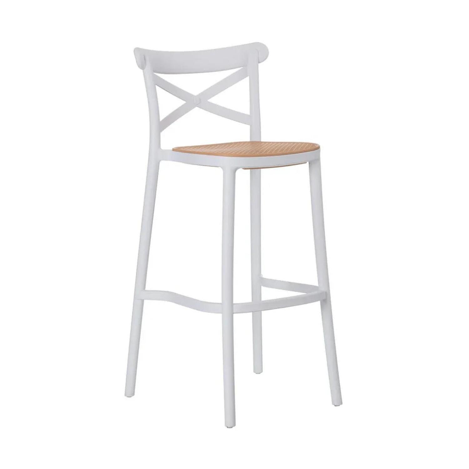 Pack 2 Taburetes Bar Valentino Blanco 65 cm | Apilable| Exterior-3