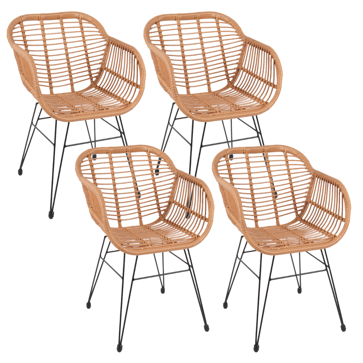 Pack 4 Butacas Grecia | Diseño en Rattan color Natural-0