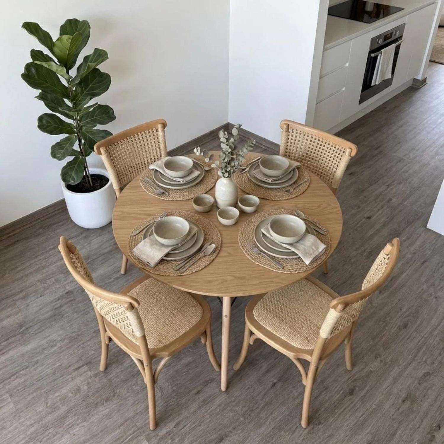 Comedor Redonda Shanna 100cm + 4 Silla Tango Wood-2
