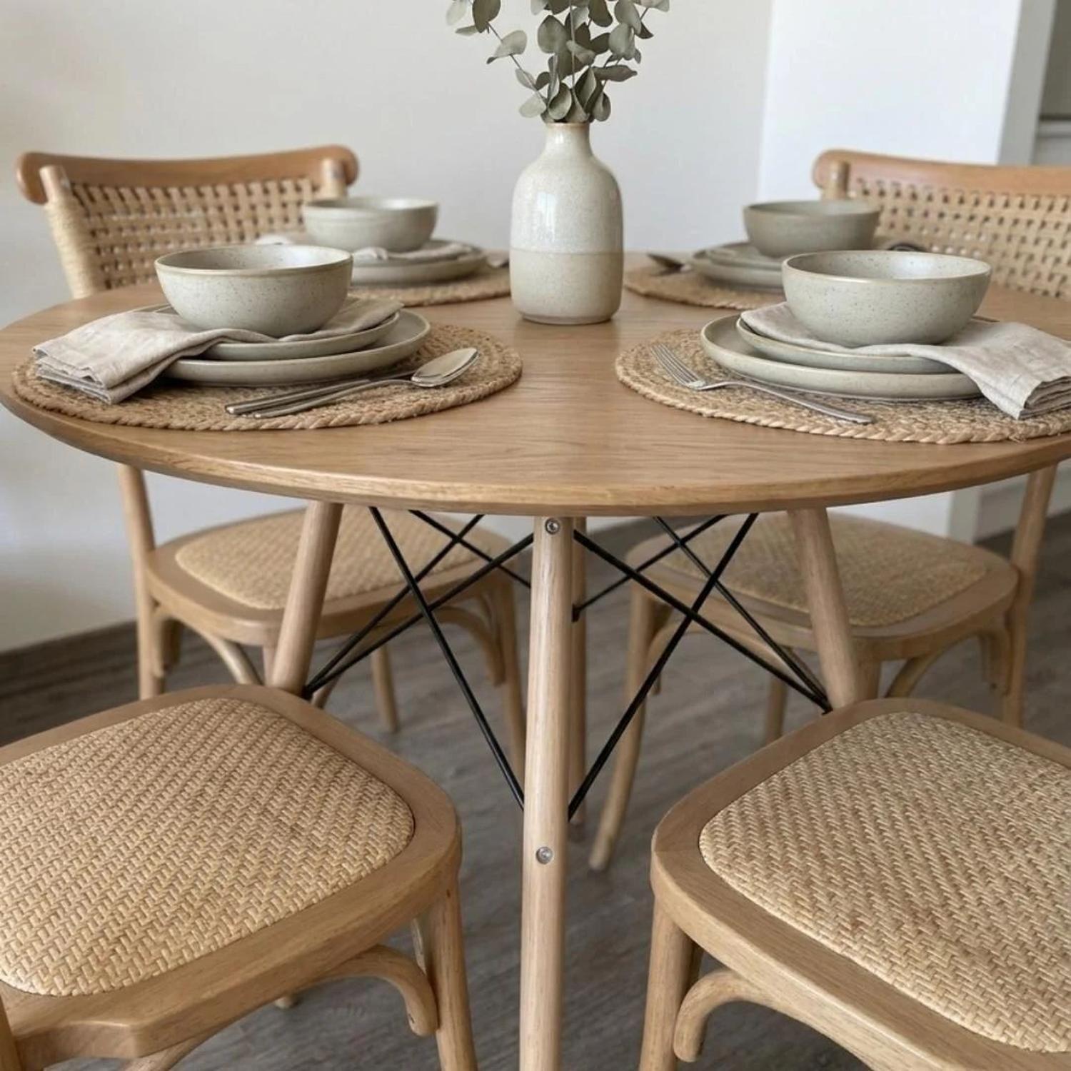 Comedor Redonda Shanna 100cm + 4 Silla Tango Wood-3