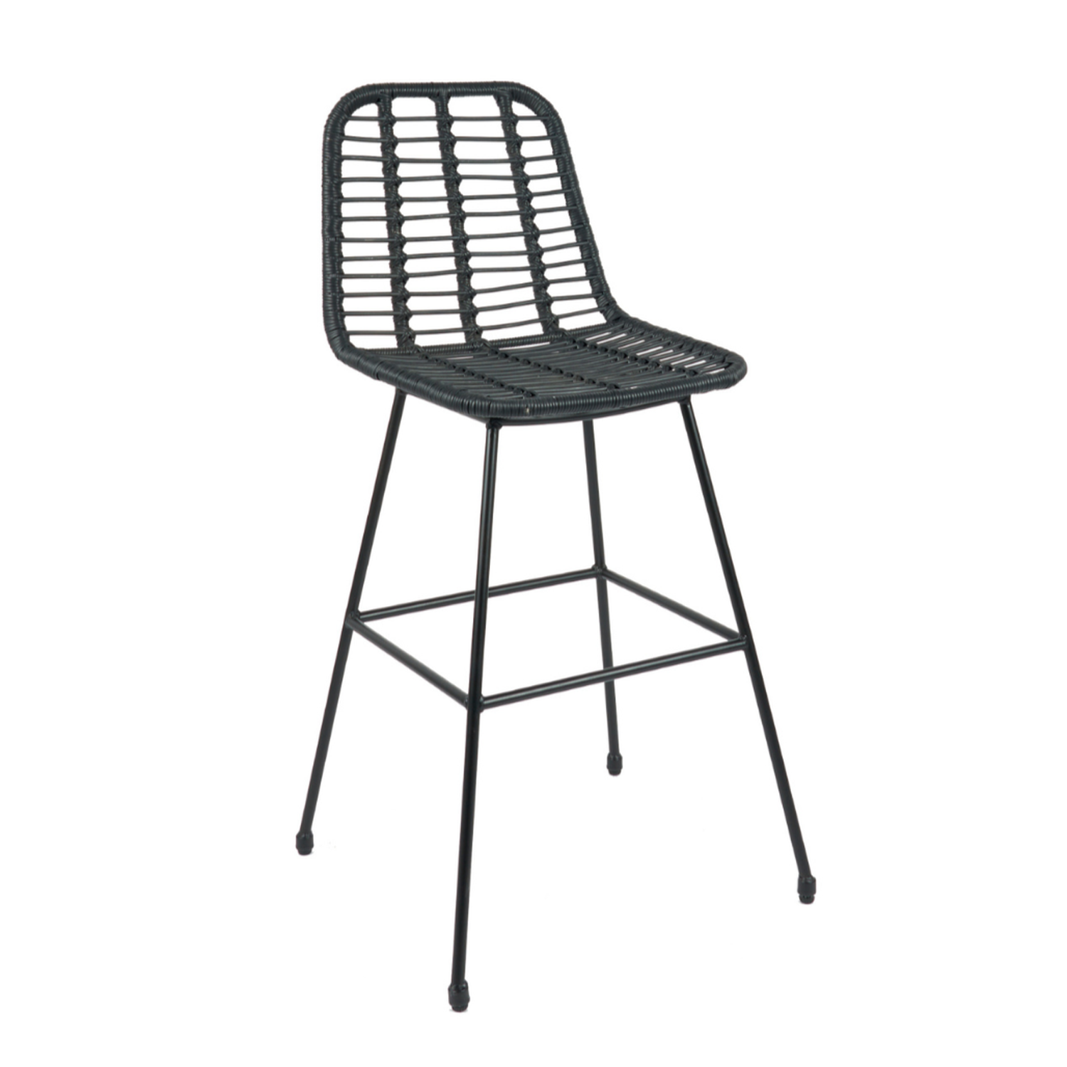 Pack 4 Taburete Piso Grecia Alto 75 cm | Rattan color Negro-2