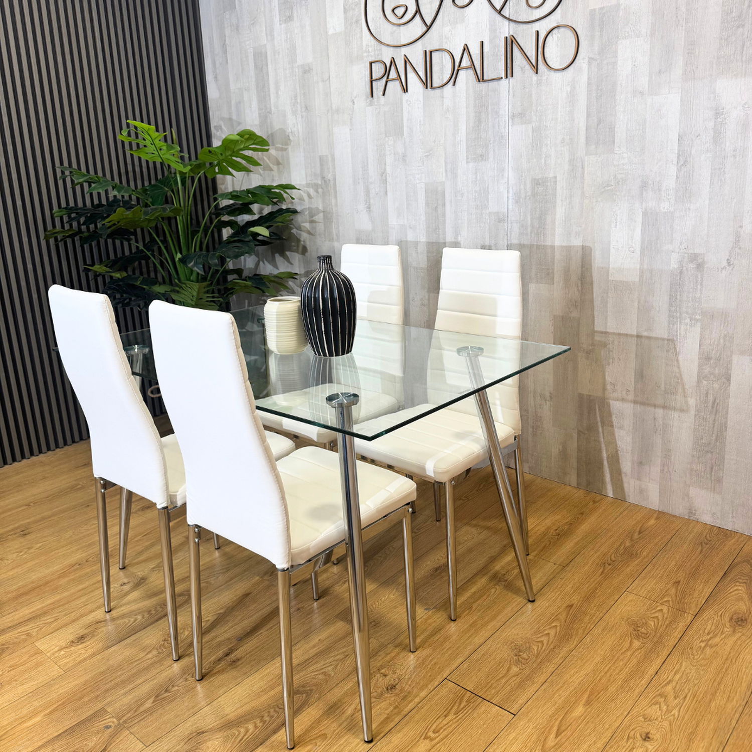 Comedor Mesa Rectangular Vitreo 130x80 + 4 Silla Dining Blanca-3