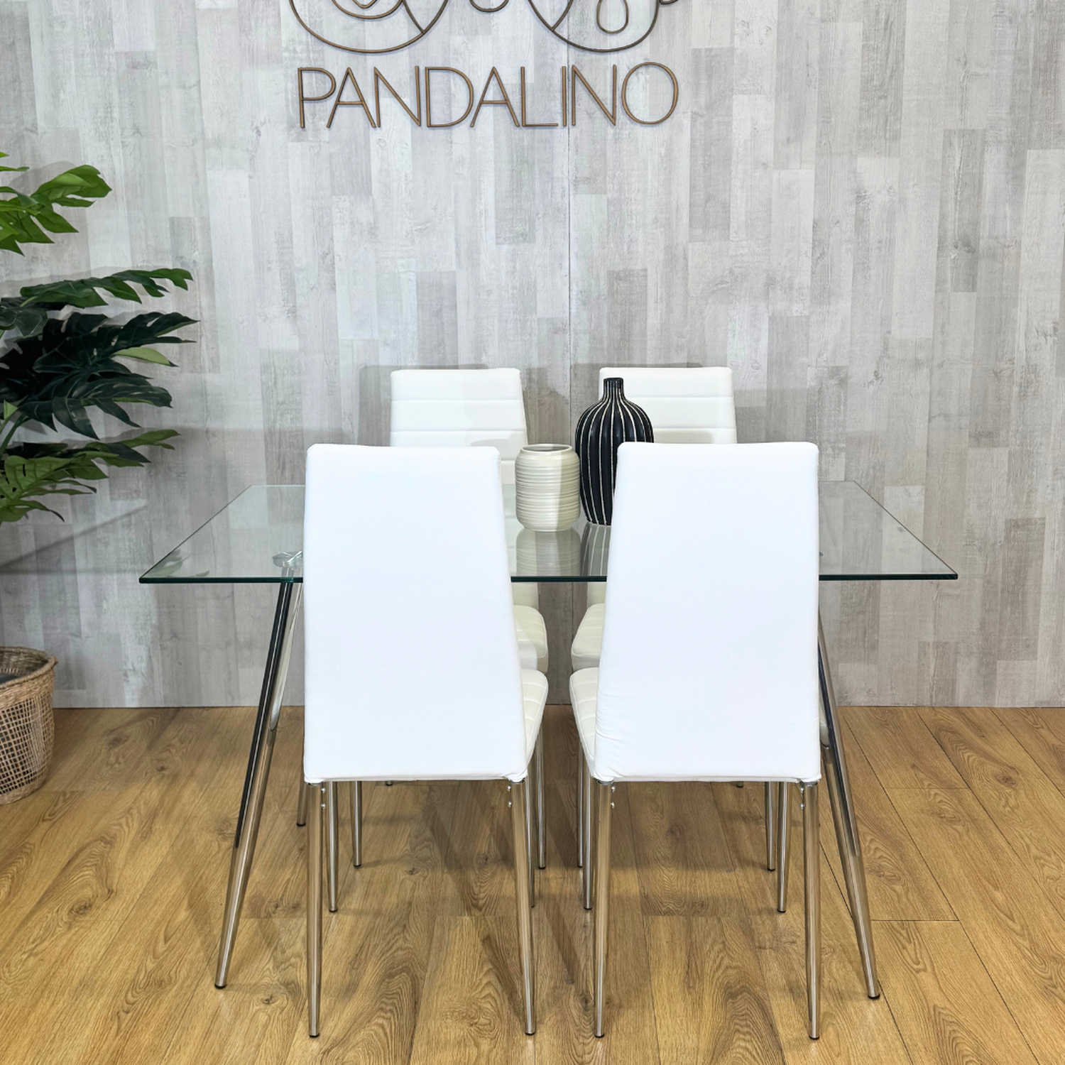 Comedor Mesa Rectangular Vitreo 130x80 + 4 Silla Dining Blanca-4