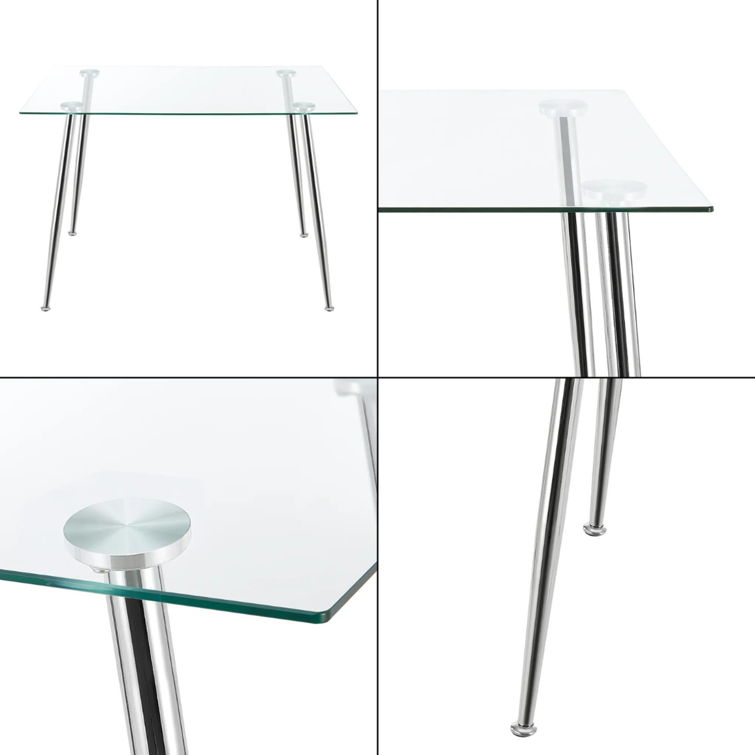 Comedor Mesa Rectangular Vitreo 130x80 + 4 Silla Dining Blanca-5