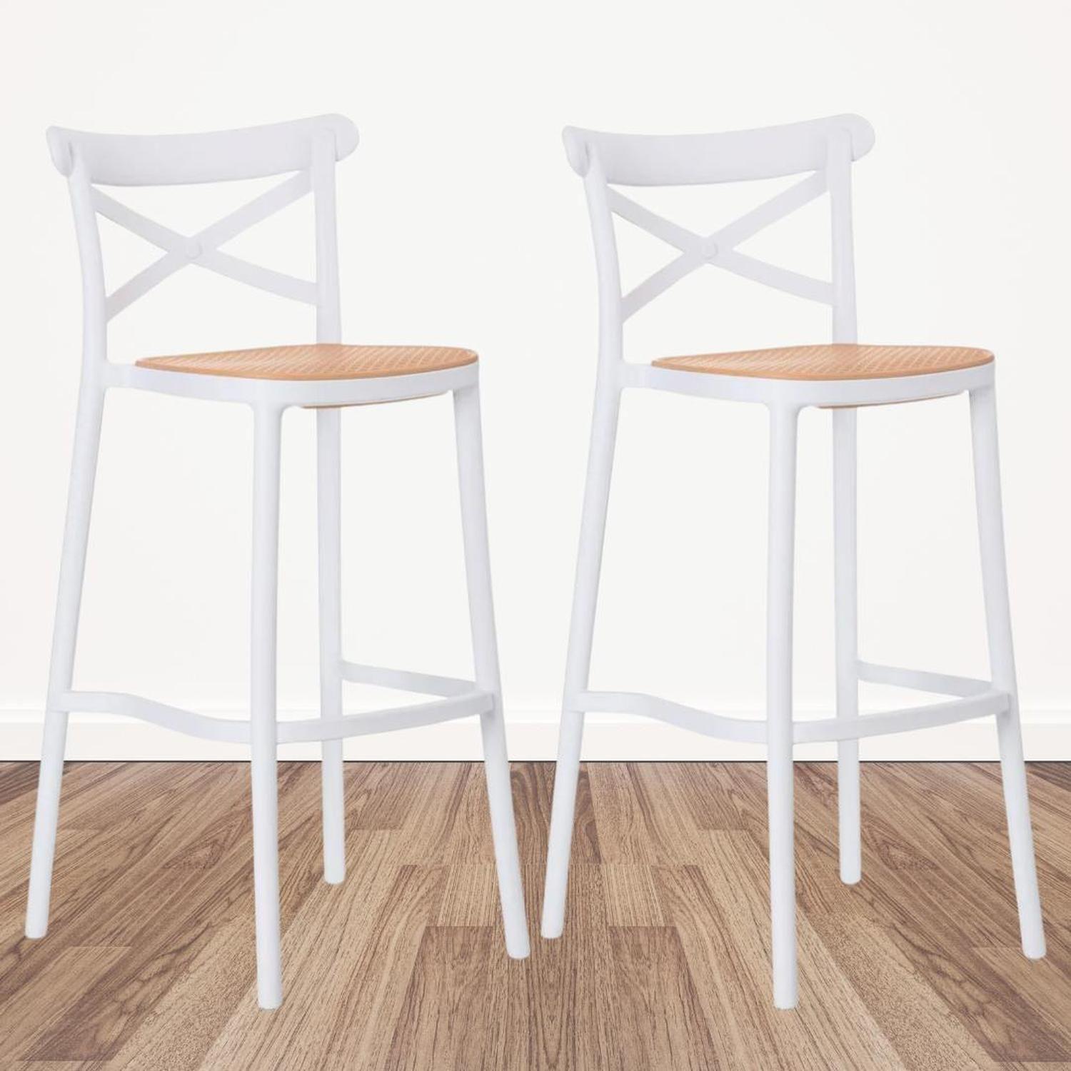 Pack 2 Taburetes Bar & Terraza Valentino 75 cm | Blanco | Exterior-3