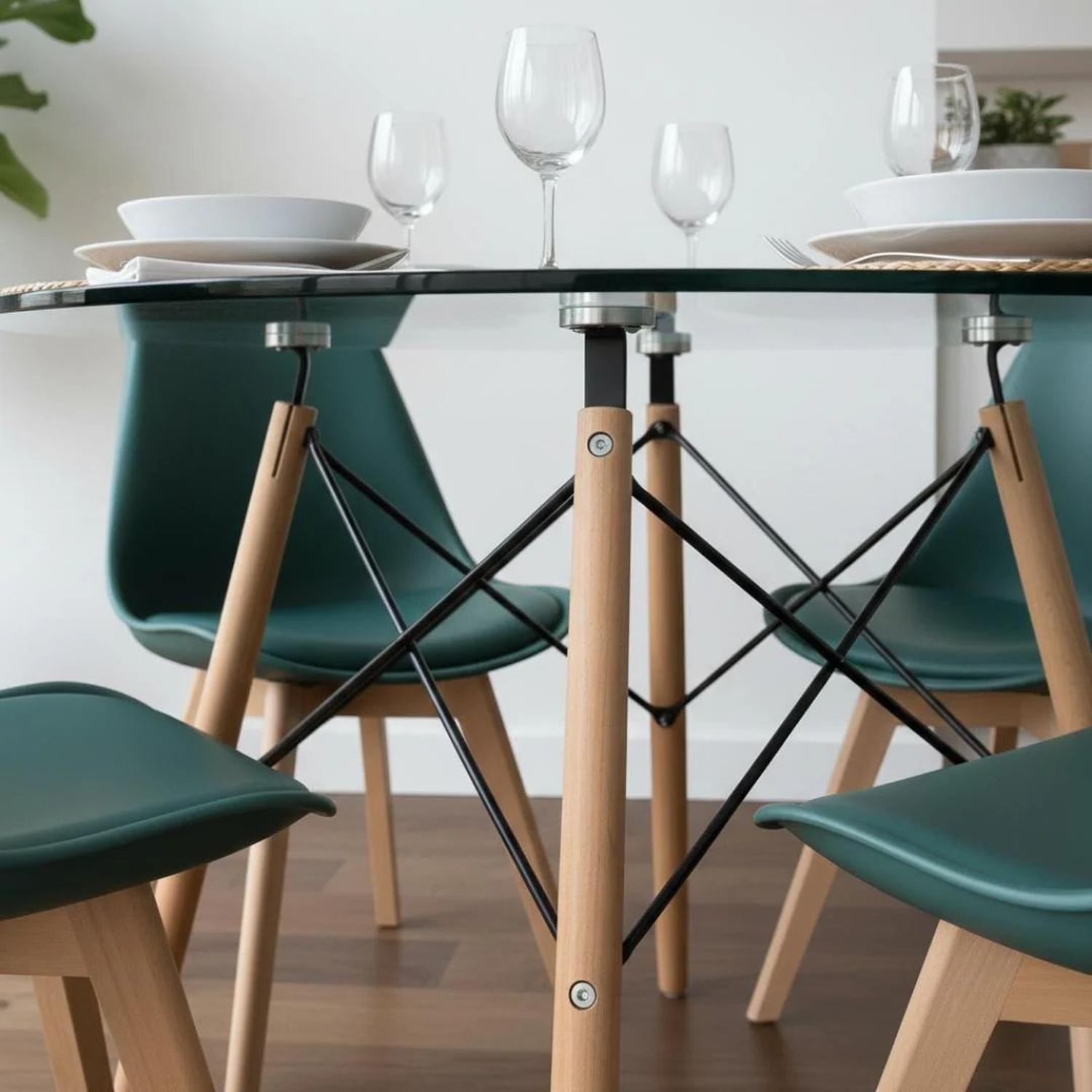 Comedor Mesa Redonda Elida 100cm + 4 Sillas Tulip Verde Esmeralda-4