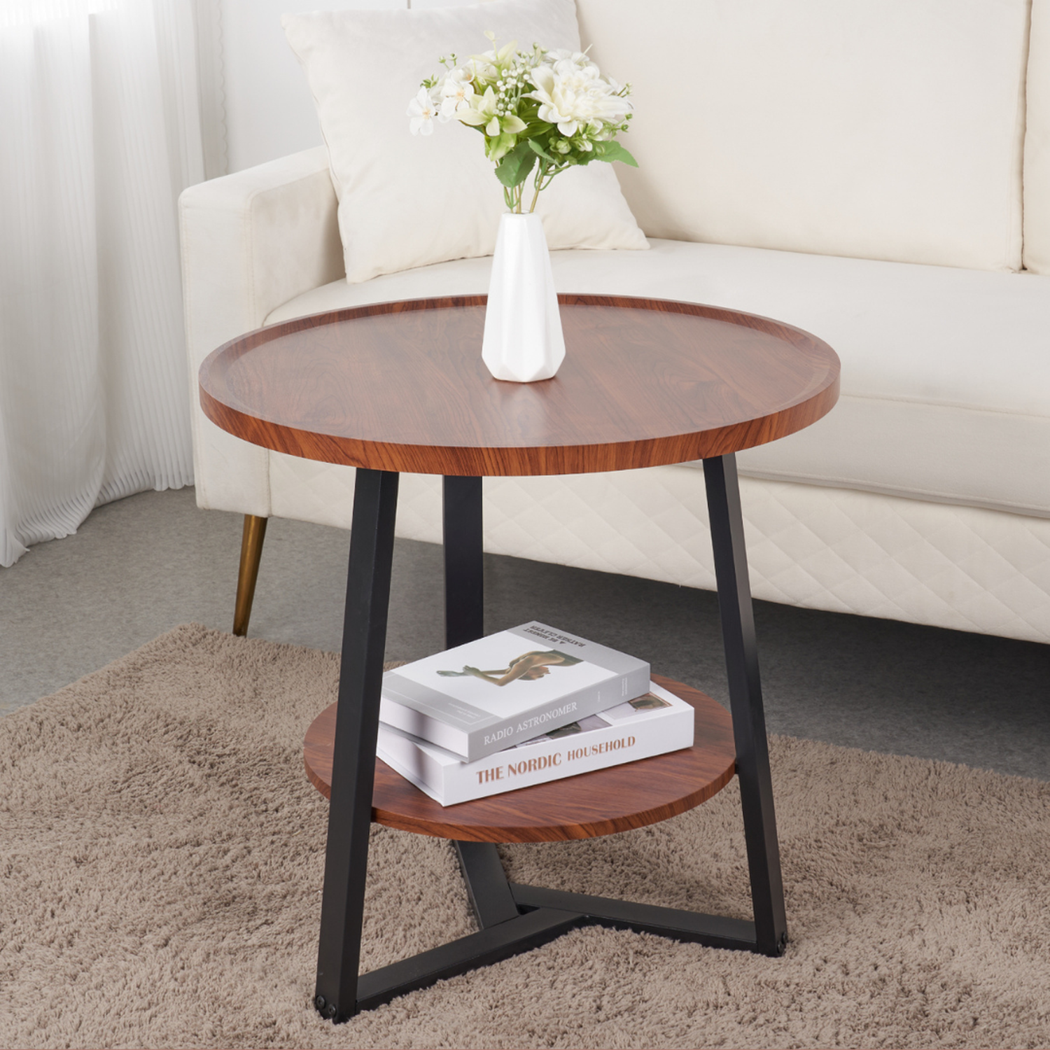 Mesa De Centro Mirella 60cm | Madera Oscura | Mesa Lateral-2