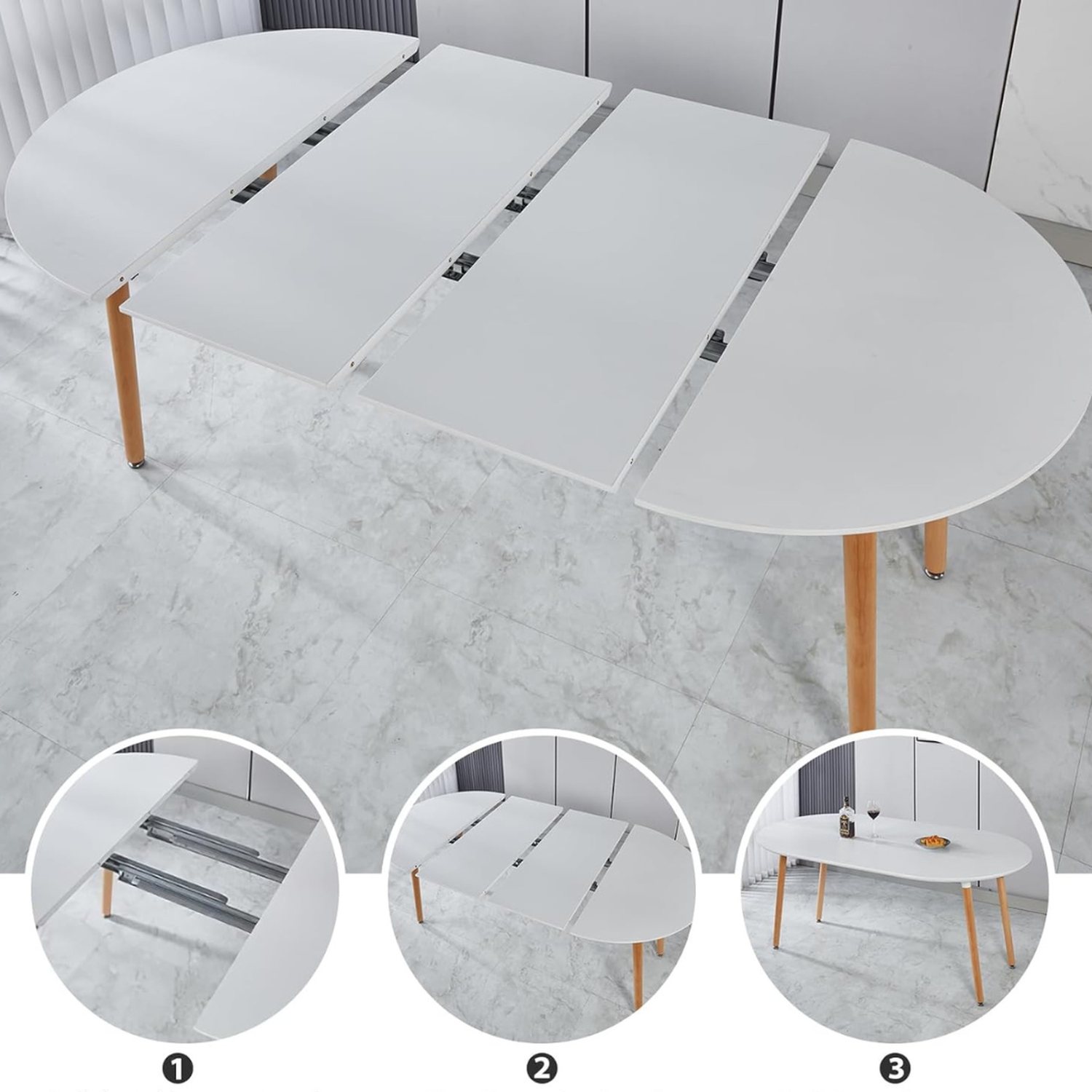 Mesa Extensible Bayona Blanca | 100cm a 180cm-3